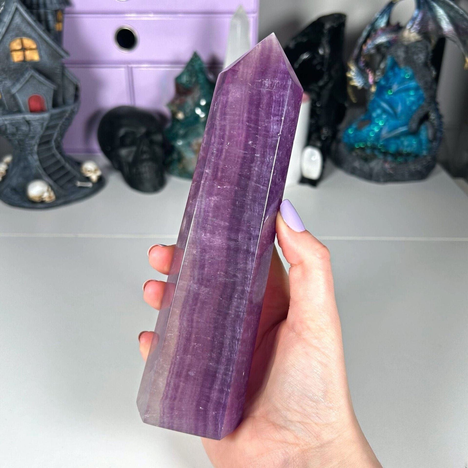 Purple Fluorite Large Tower - "Petunia" MagiCandleSOS