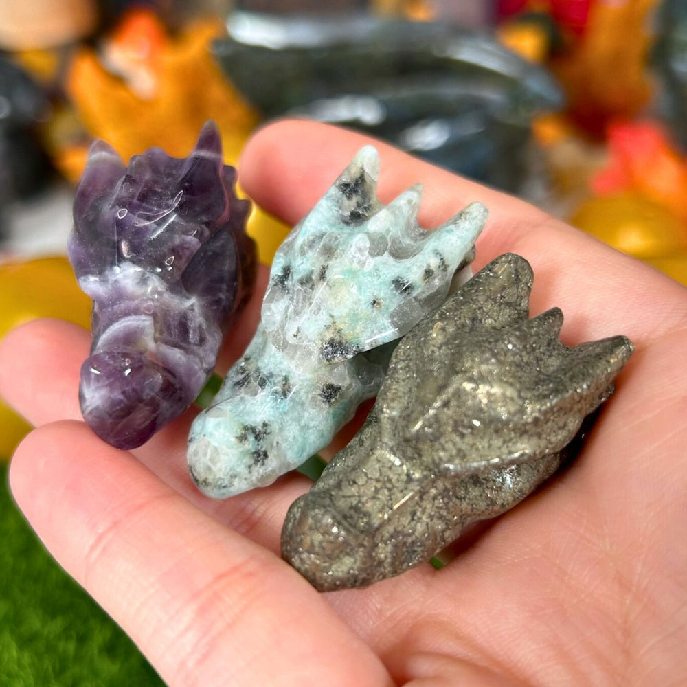 Mystery Crystal Dragon Heads in Golden Egg - 1.5"