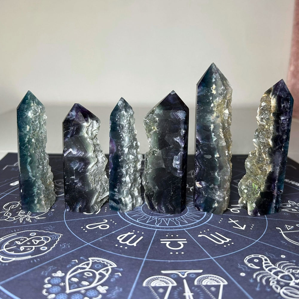 Fluorite Half Polished Half Raw Towers (Reduced)