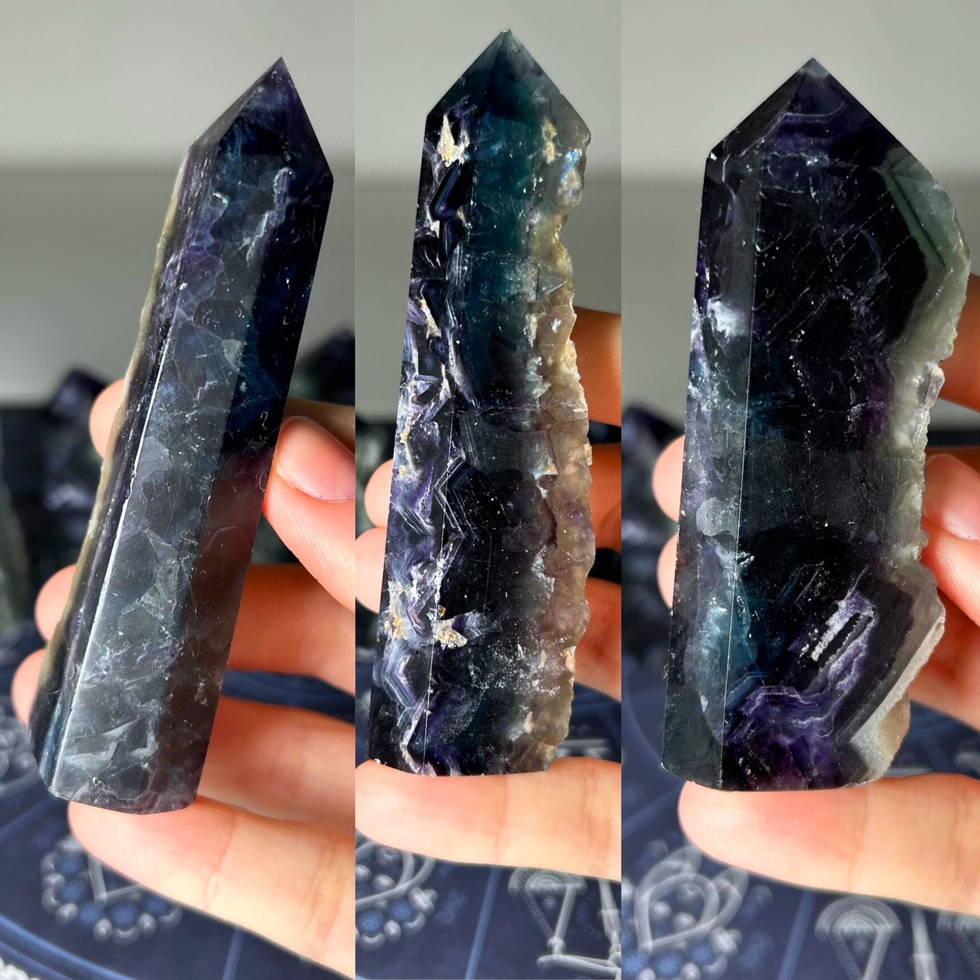 Fluorite Half Polished Half Raw Towers (Reduced)