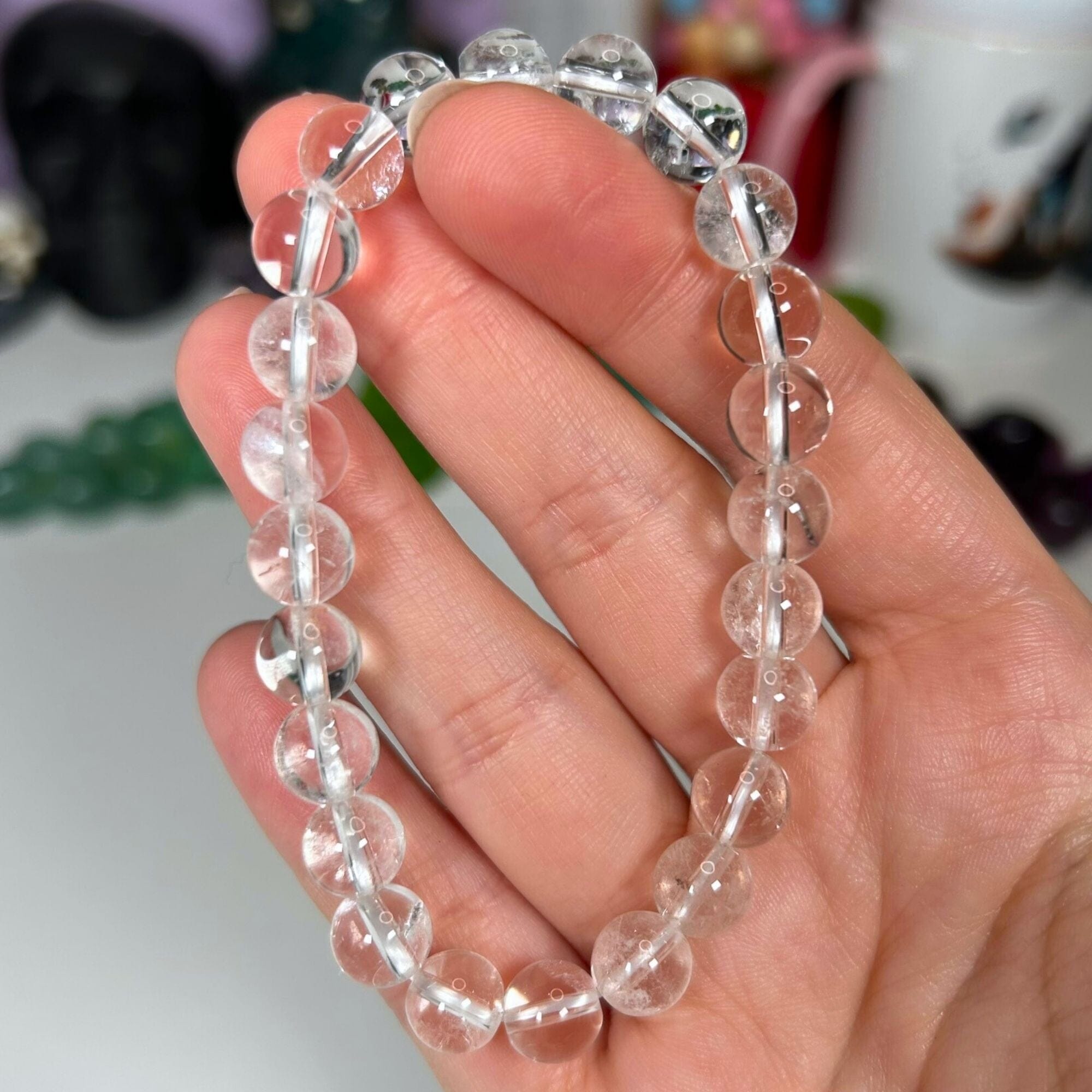 8mm Clear Quartz Beaded Bracelet - For Mind Healing Jewellery MagiCandleSOS 