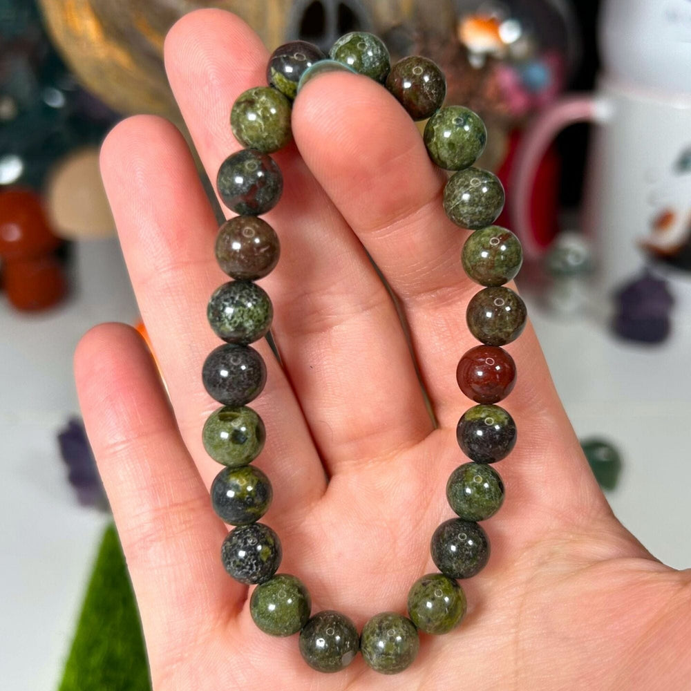 8mm Dragon's Blood Jasper Beaded Bracelet - For Personal Power Jewellery MagiCandleSOS 