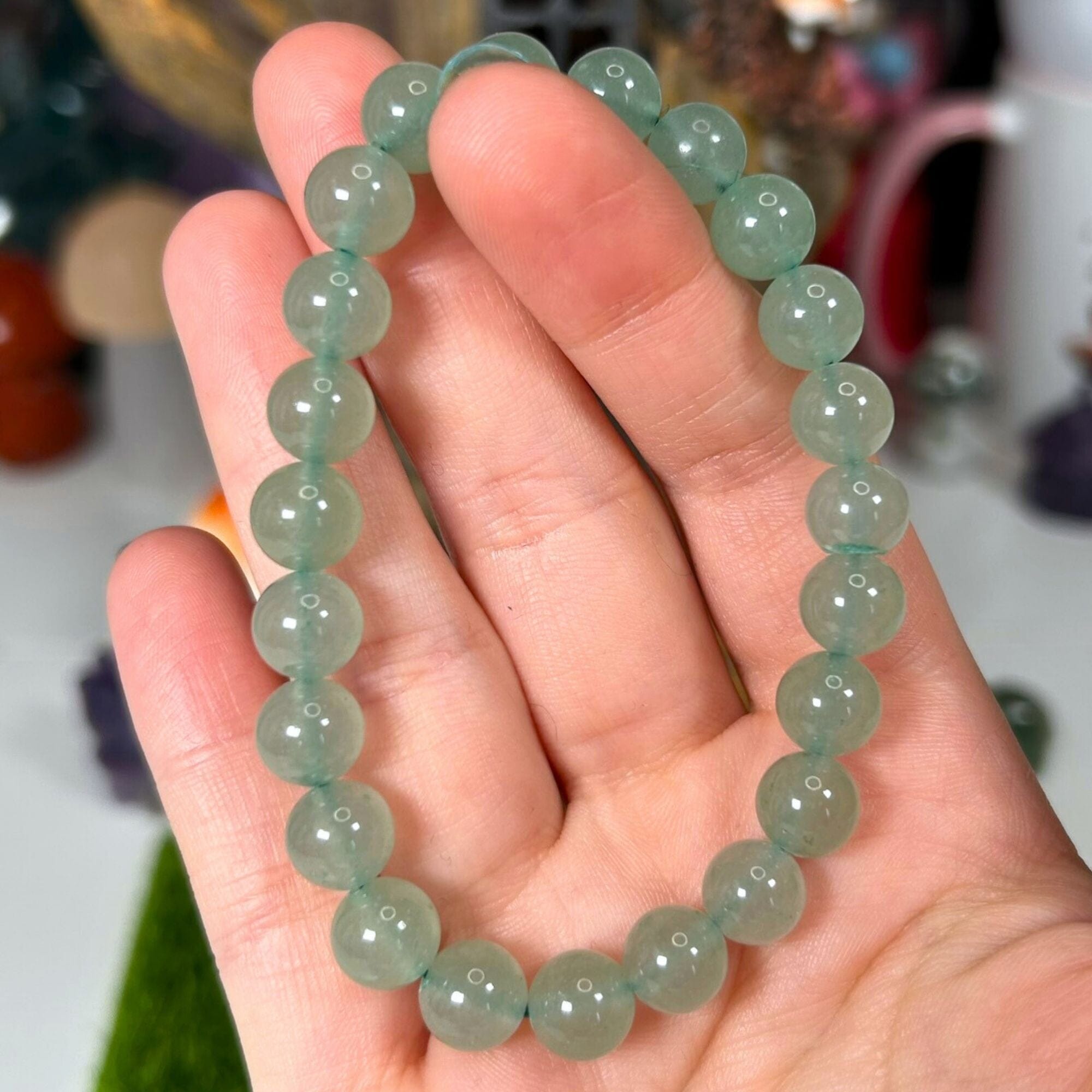 8mm Green Aventurine Beaded Bracelet - For Abundance & Wealth Jewellery MagiCandleSOS 