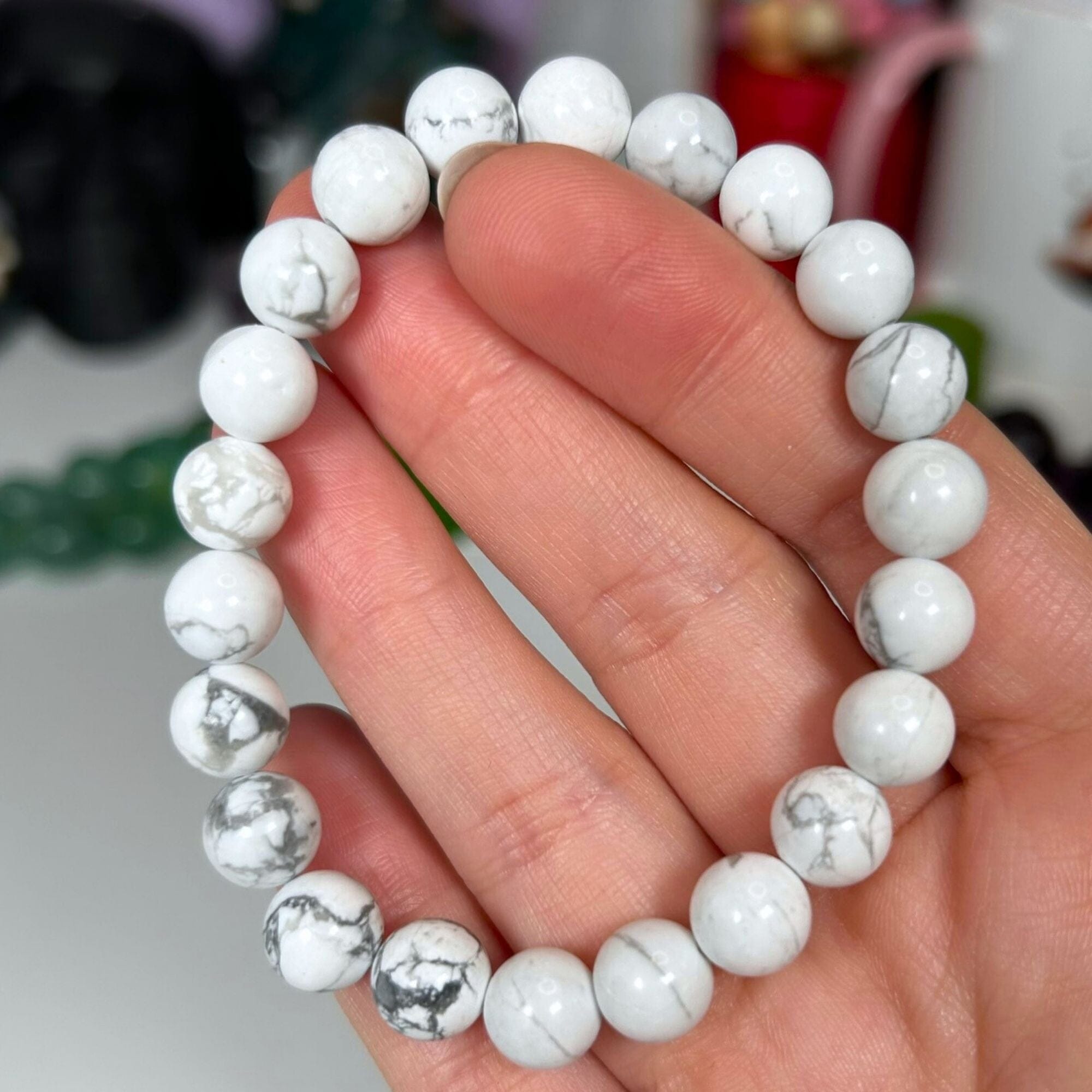 8mm Howlite Beaded Bracelet - For Relaxation Jewellery MagiCandleSOS 