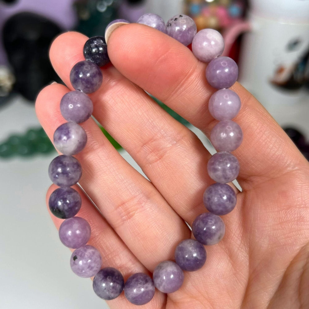 8mm Lepidolite Beaded Bracelet - For Calming Jewellery MagiCandleSOS 