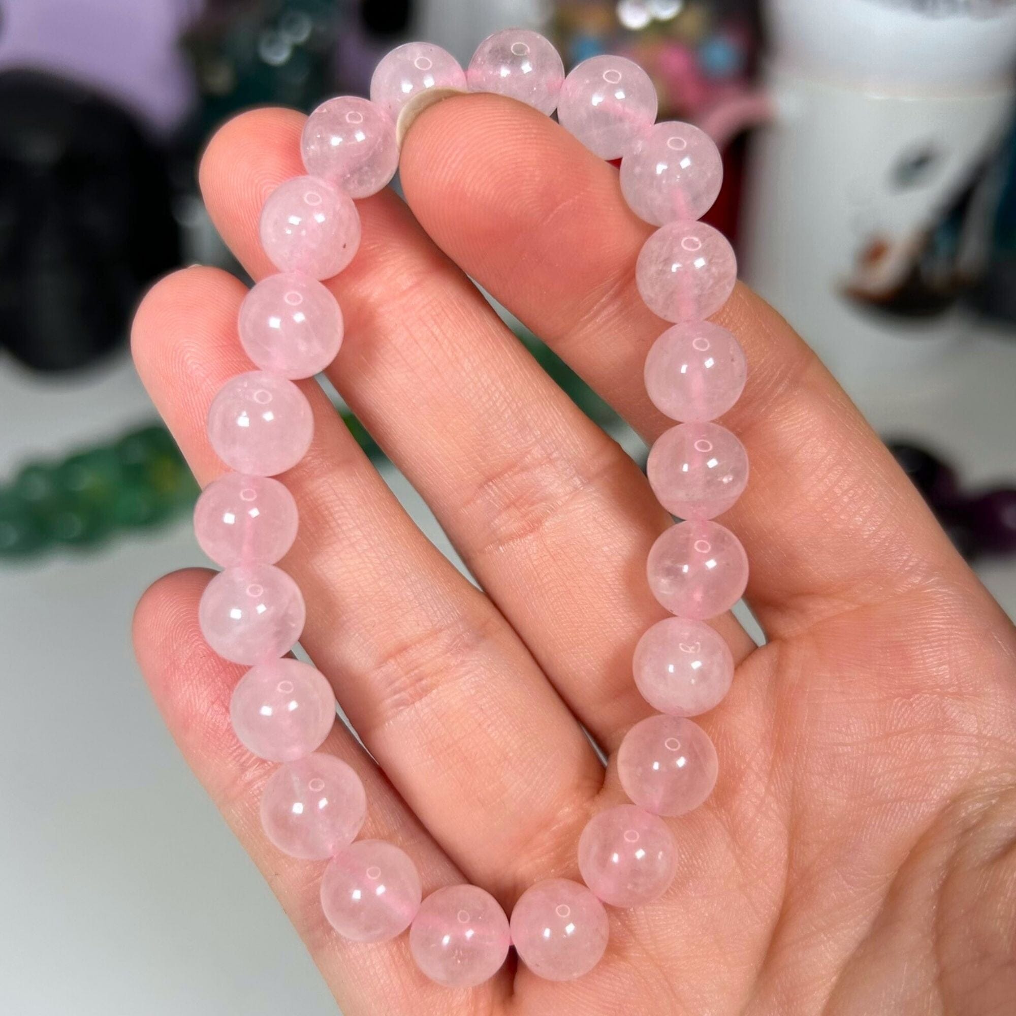 8mm Rose Quartz Beaded Bracelet - For Love Jewellery MagiCandleSOS 