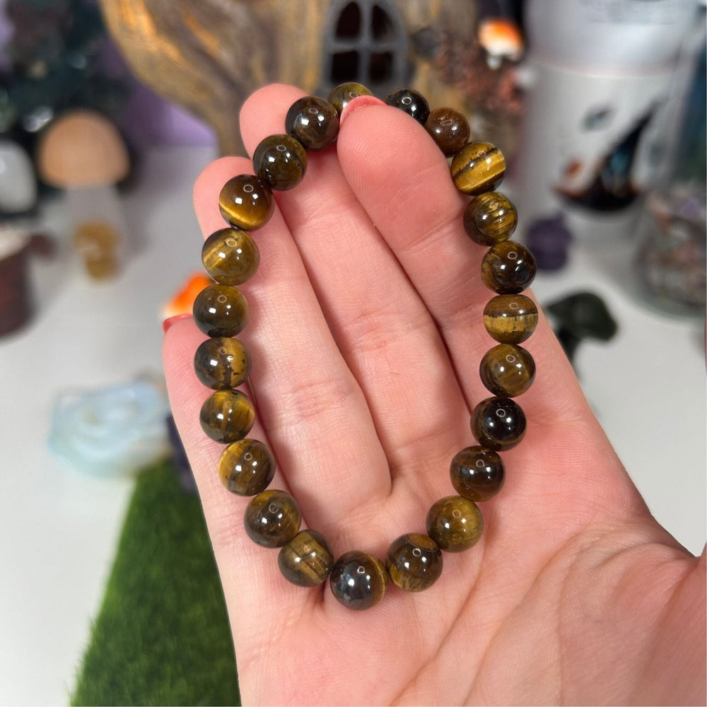 8mm Tiger's Eye Beaded Bracelet - For Courage Jewellery MagiCandleSOS 