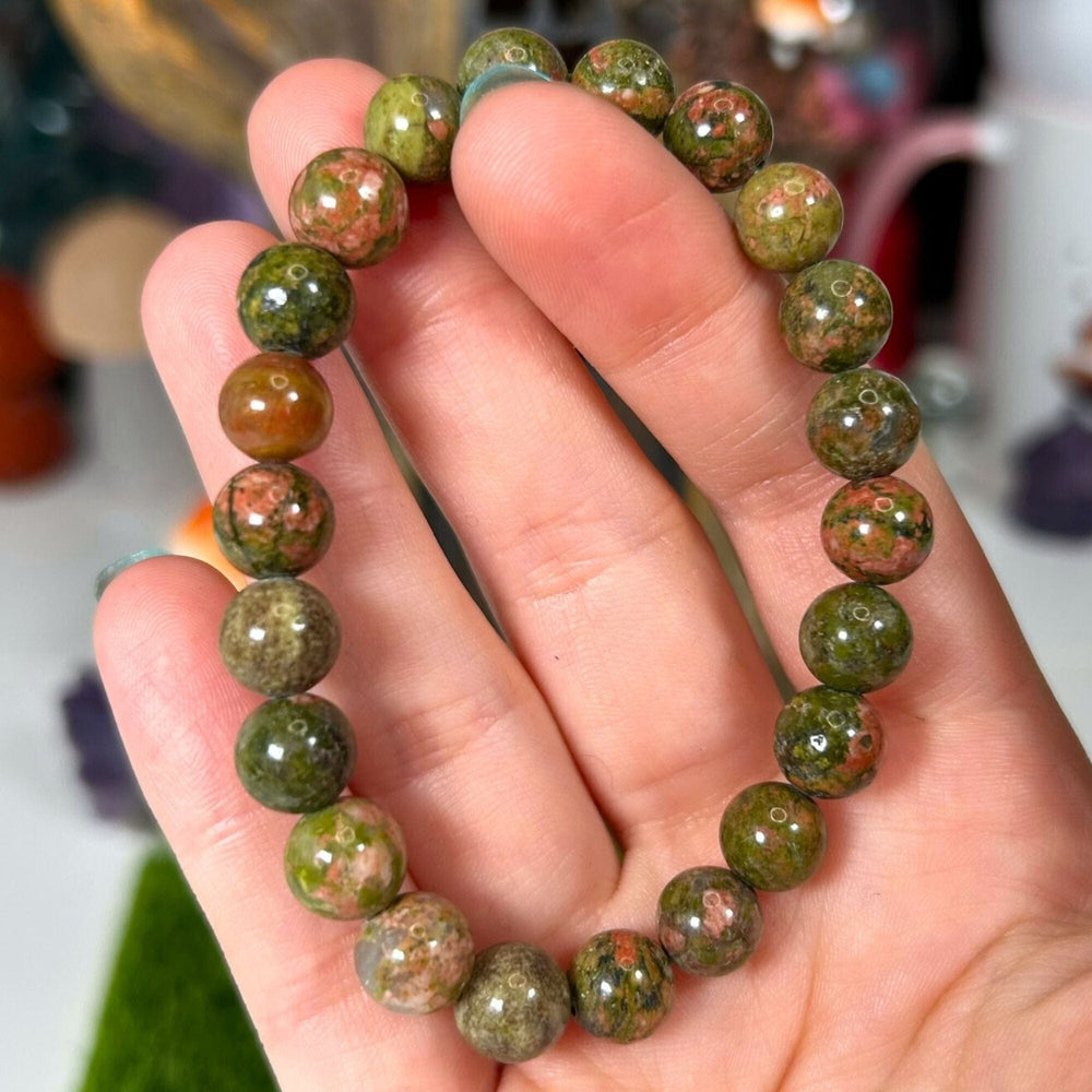 8mm Unakite Beaded Bracelet - For Decision Making Jewellery MagiCandleSOS 