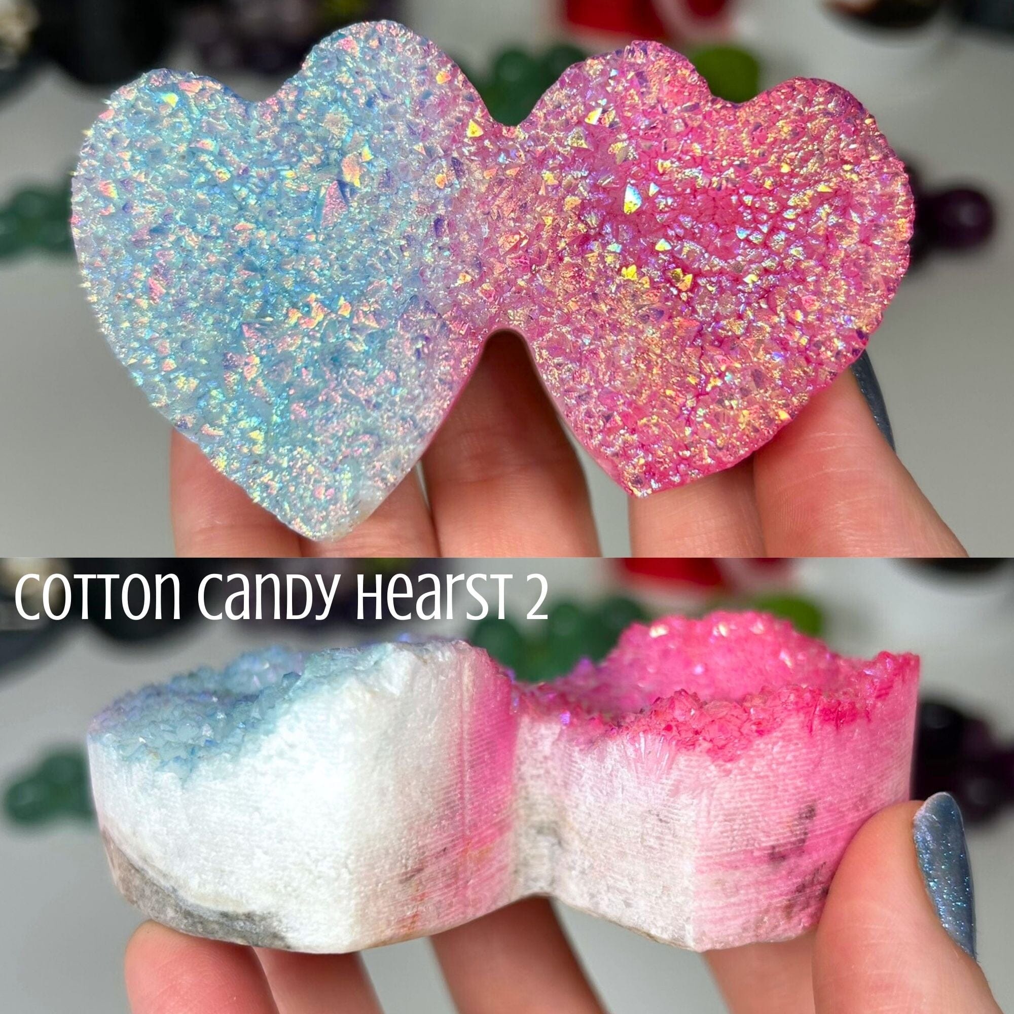 Aura Crystal Double Hearts Specimens MagiCandleSOS Cotton Candy 2 