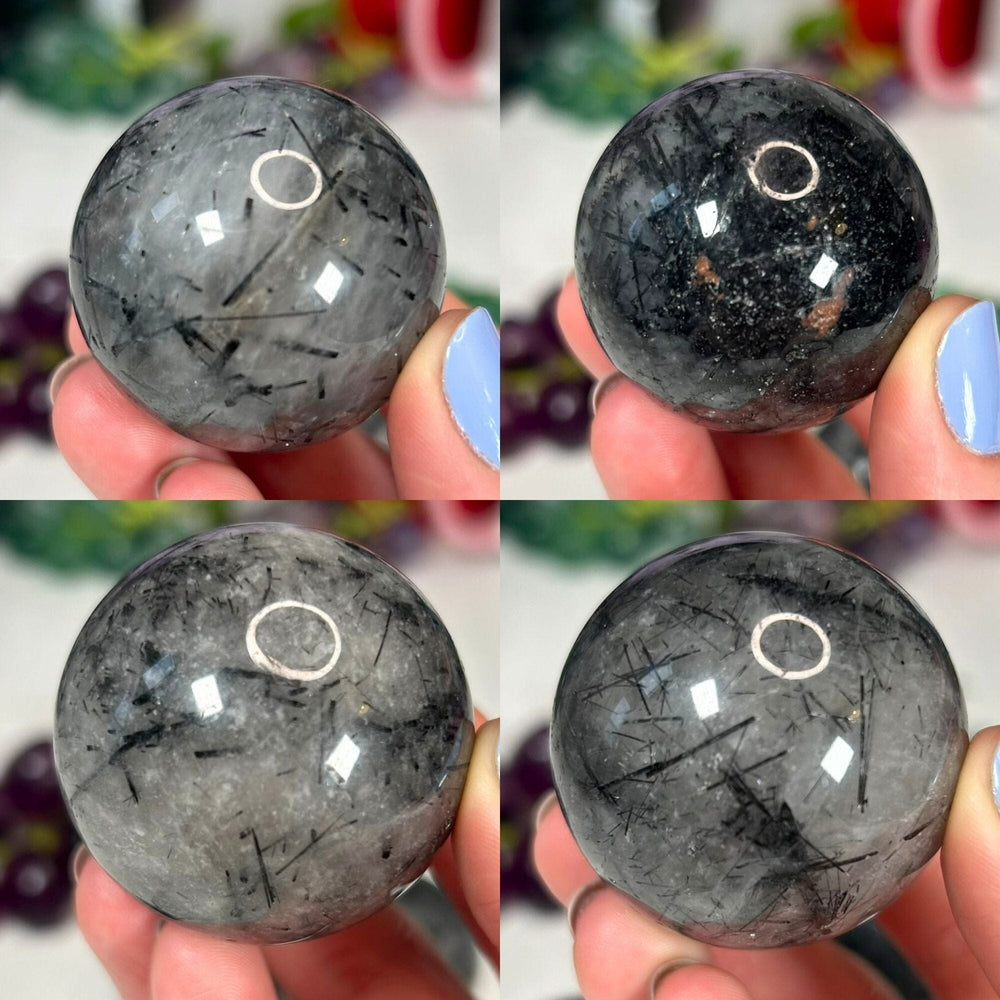 Black Rutilated Quartz Spheres Spheres MagiCandleSOS 