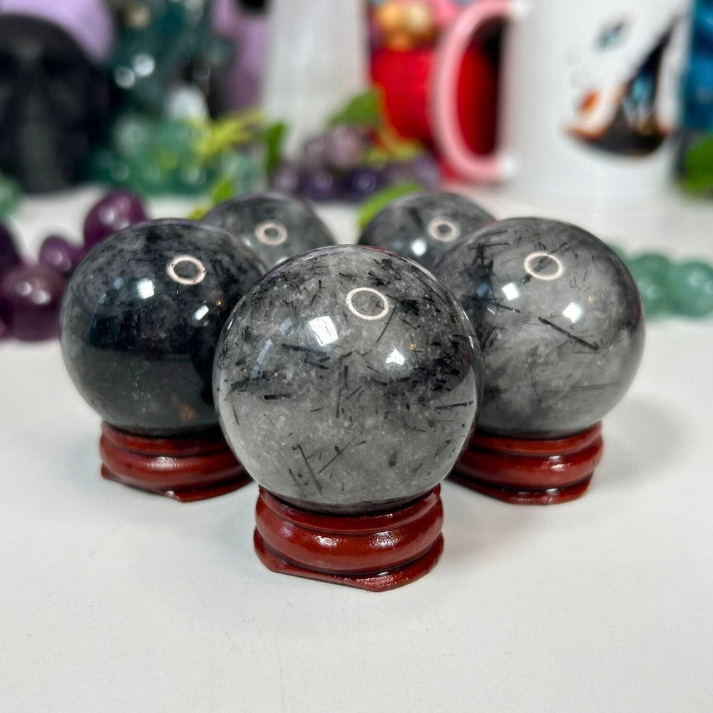 Black Rutilated Quartz Spheres Spheres MagiCandleSOS 