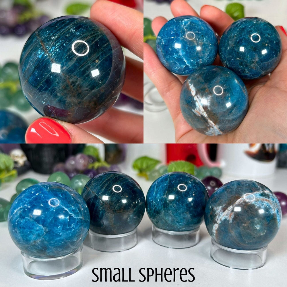 Blue Apatite Spheres Spheres MagiCandleSOS Small 