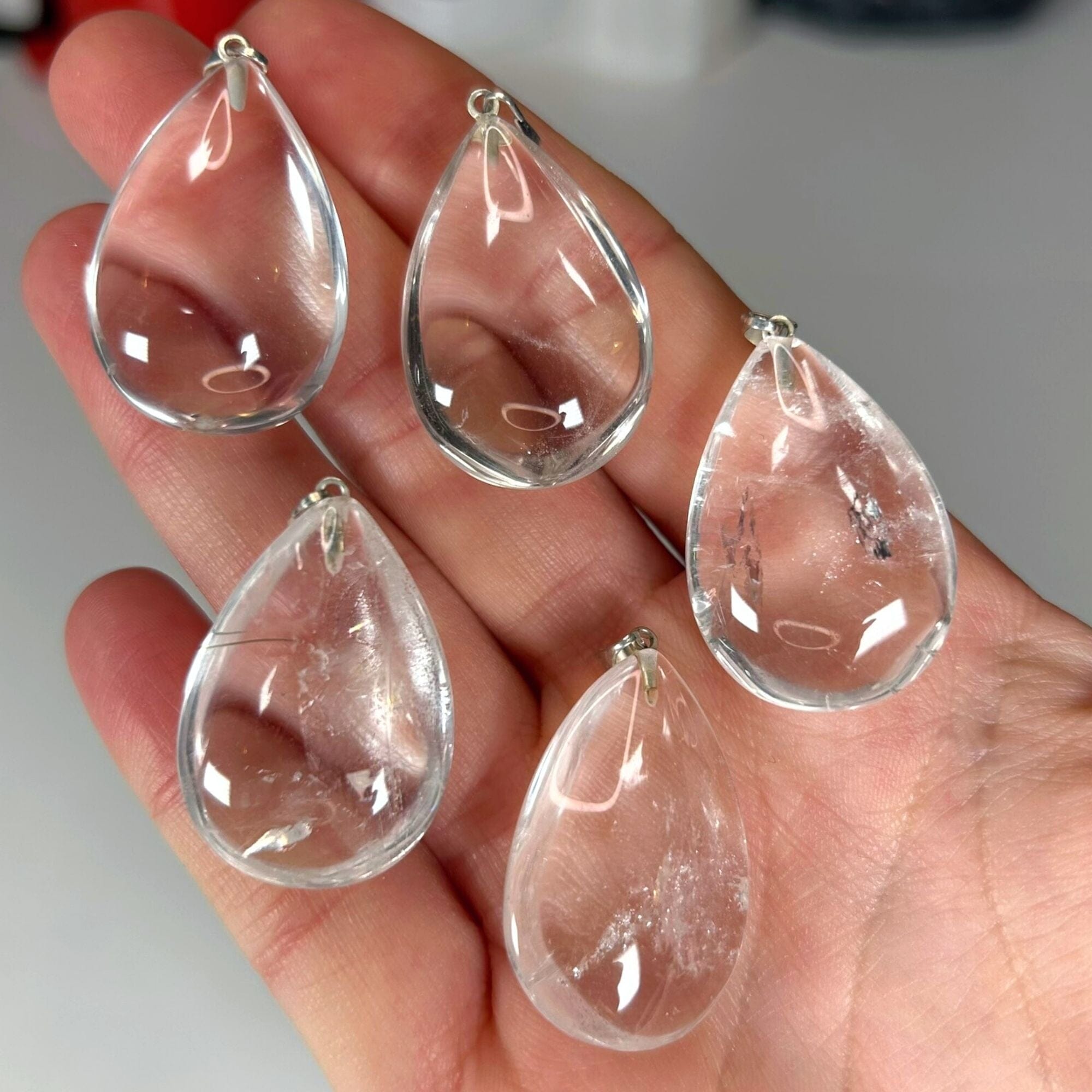 Clear Quartz Teardrop Pendant Necklaces Jewellery MagiCandleSOS 