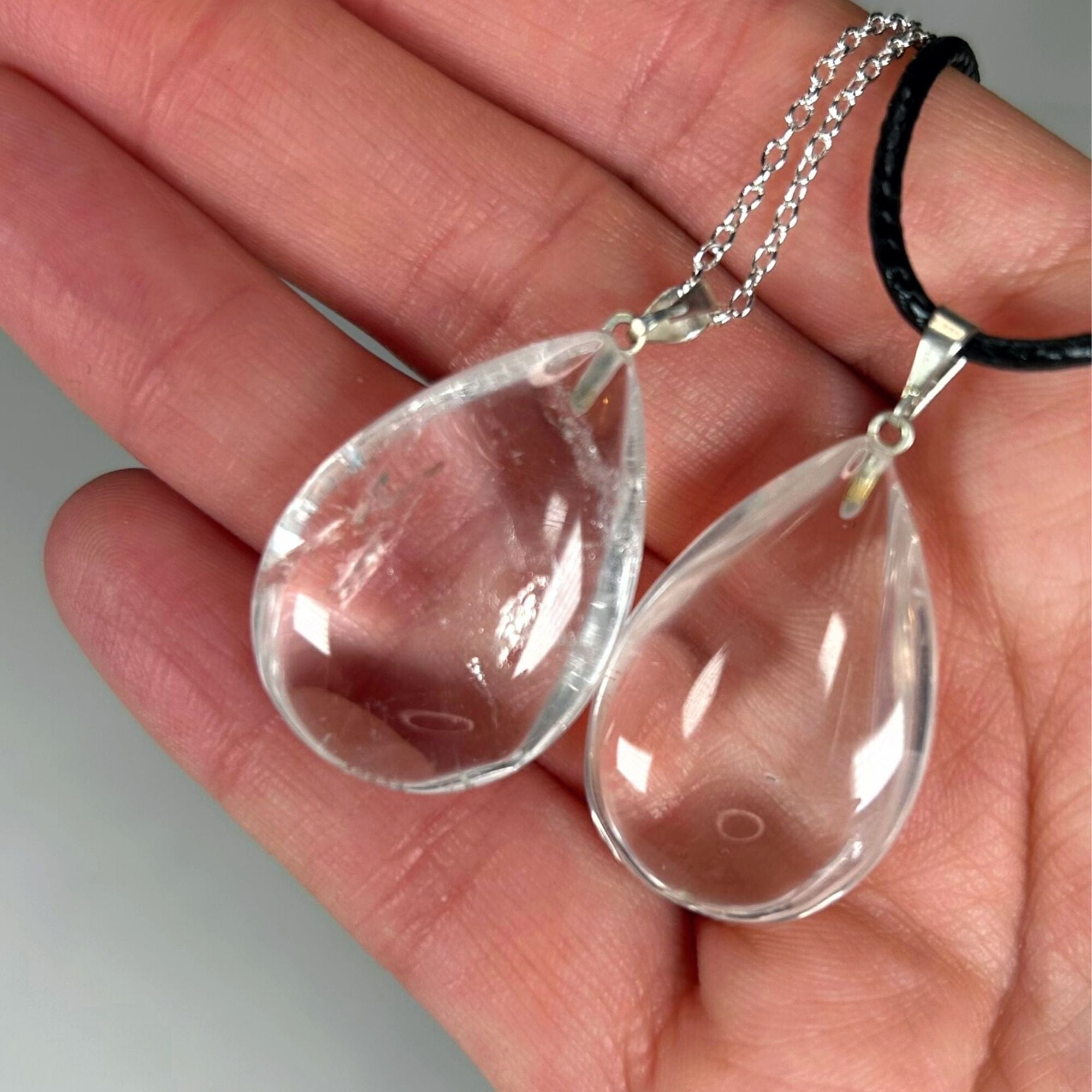 Clear Quartz Teardrop Pendant Necklaces Jewellery MagiCandleSOS 