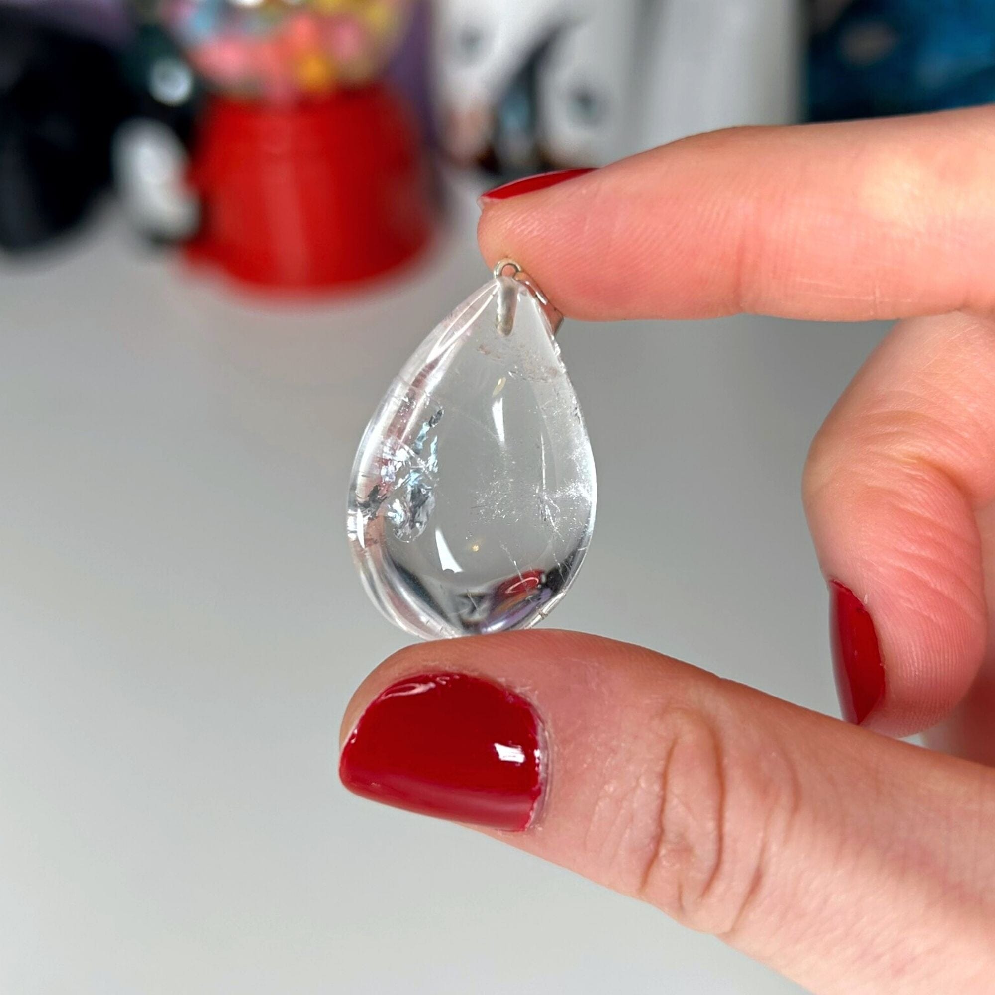 Clear Quartz Teardrop Pendant Necklaces Jewellery MagiCandleSOS 