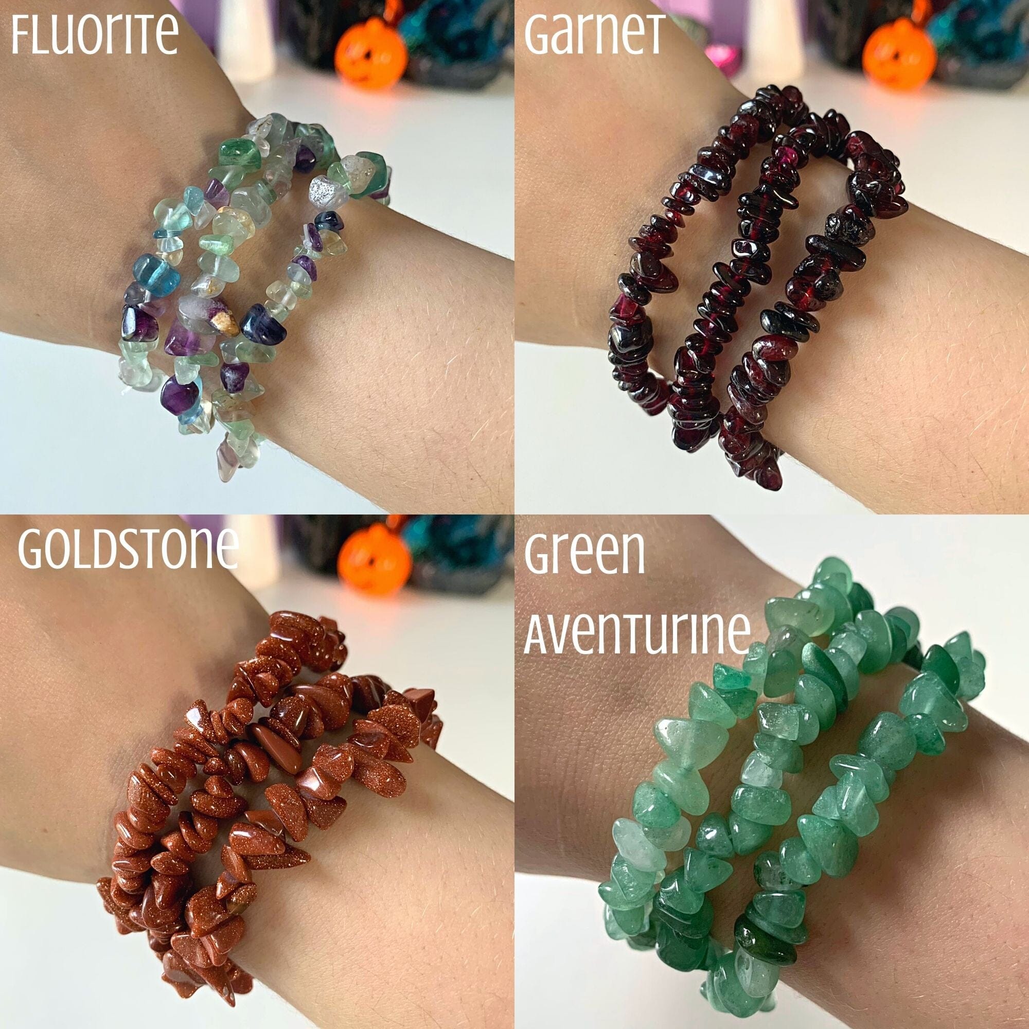 Crystal Chip Bracelet - Choose Your Own or Let The Tarot Decide! MagiCandleSOS Fluorite 