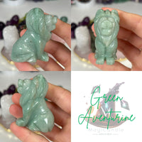 Crystal Lion Carvings Carvings MagiCandleSOS Green Aventurine 