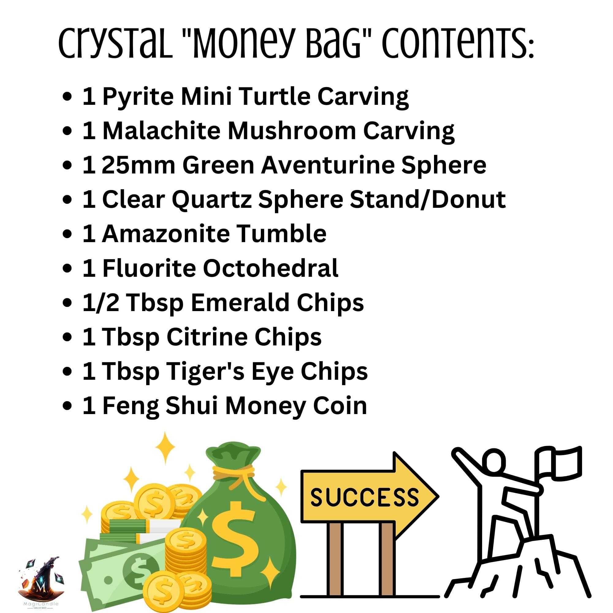 Crystal "Money Bag" - Crystal Bundle for Wealth & Abundance! MagiCandleSOS 