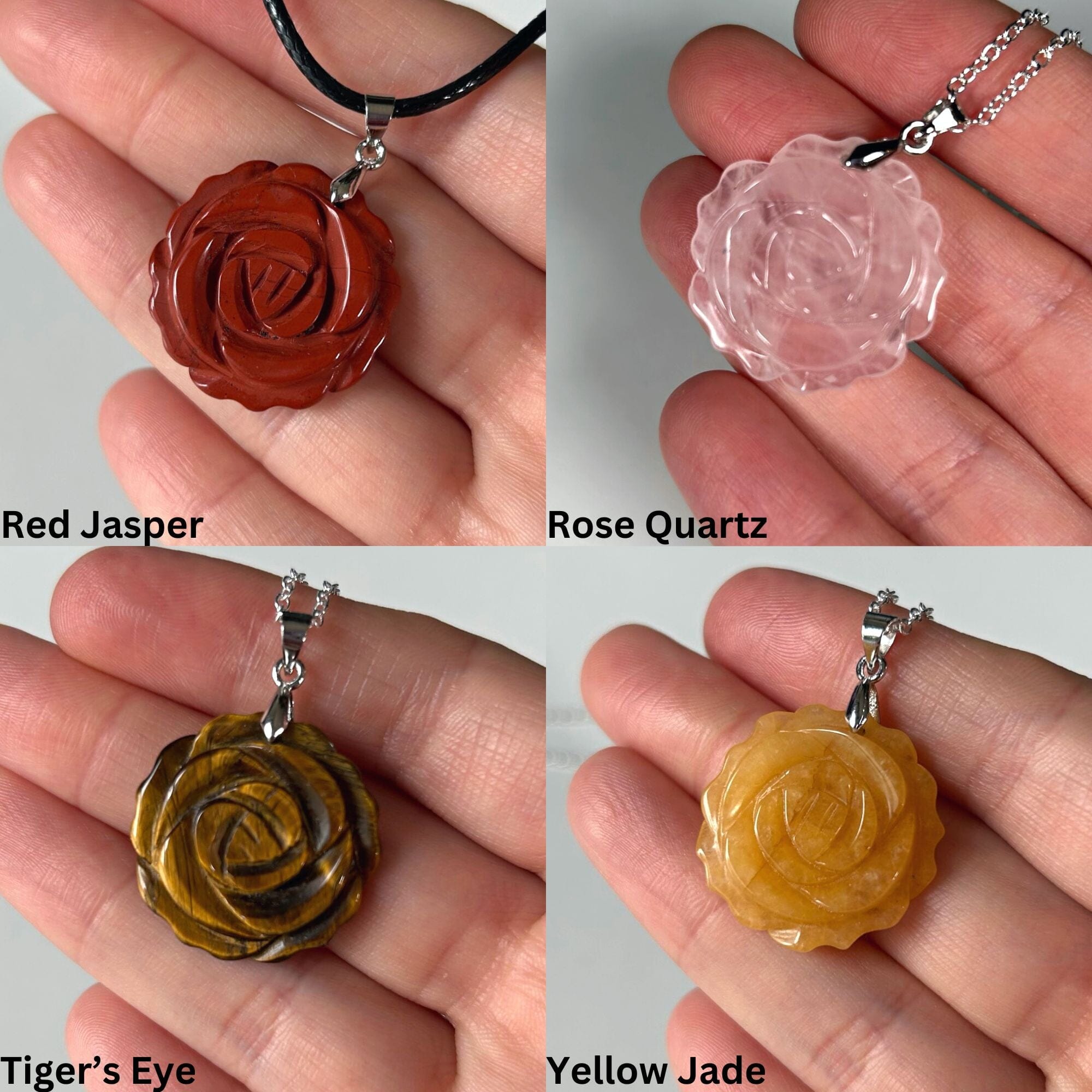 Crystal Rose Pendant Necklaces MagiCandleSOS 