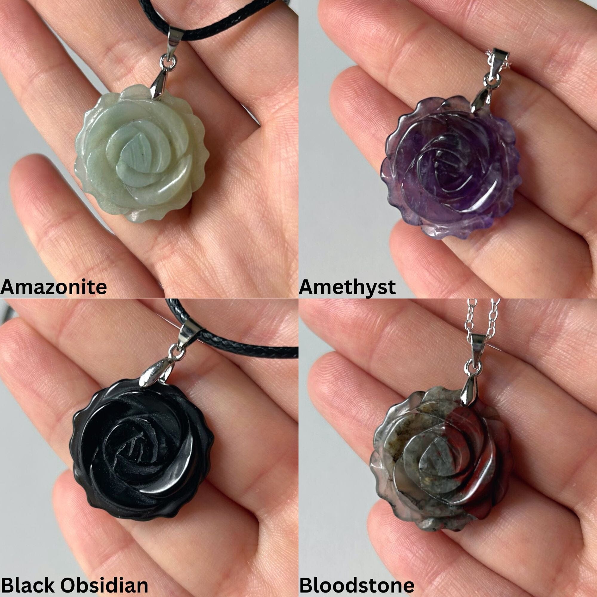 Crystal Rose Pendant Necklaces MagiCandleSOS 