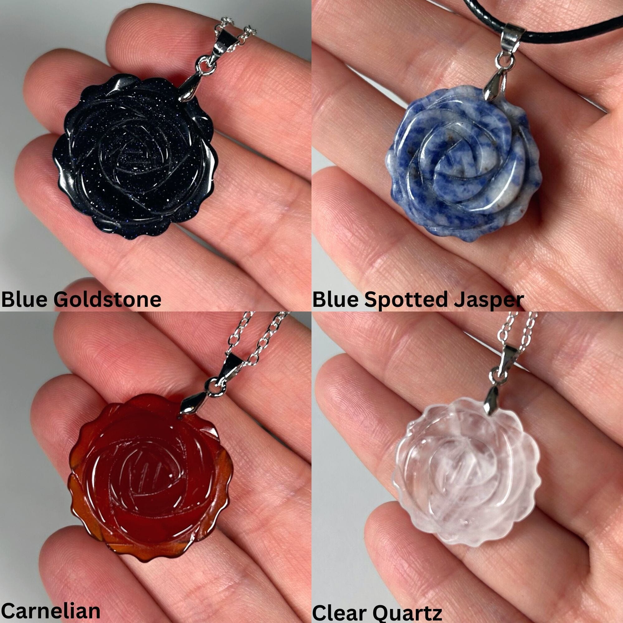 Crystal Rose Pendant Necklaces MagiCandleSOS 