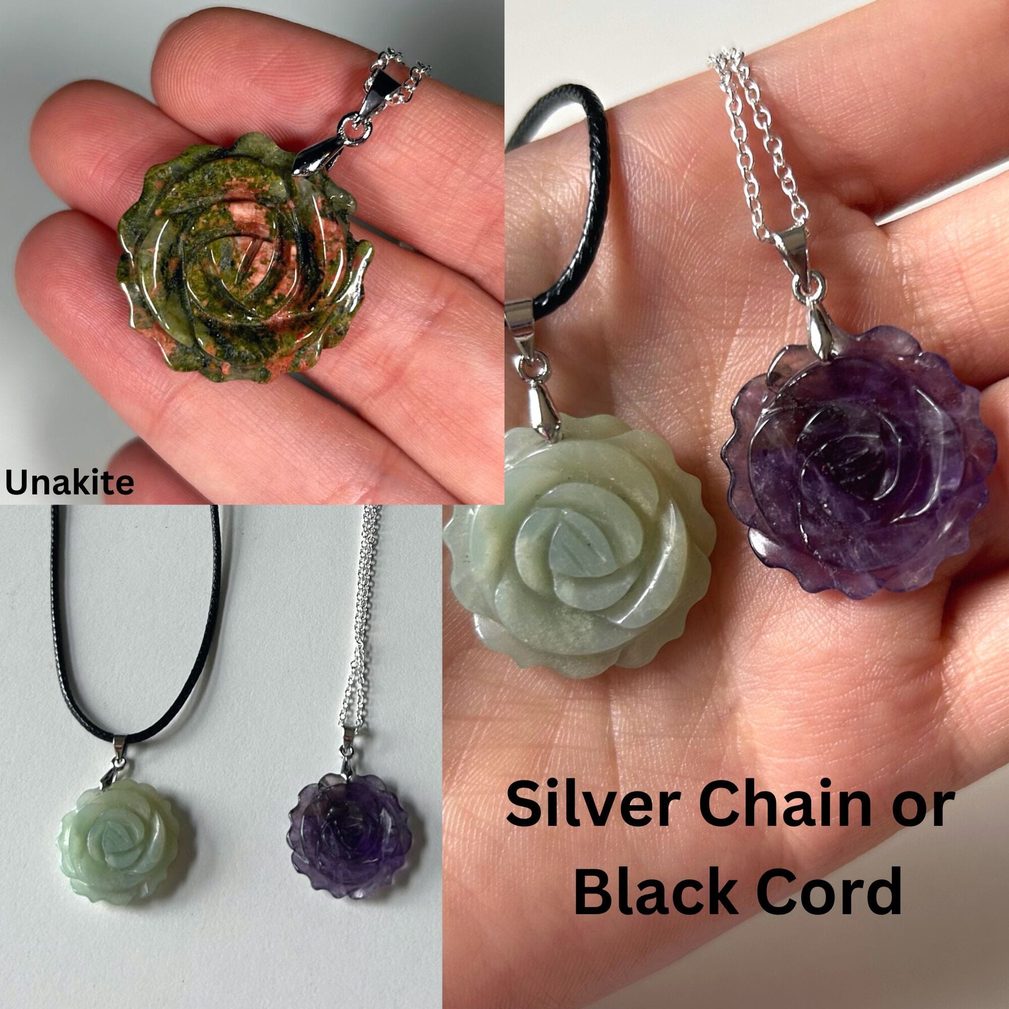 Crystal Rose Pendant Necklaces MagiCandleSOS 