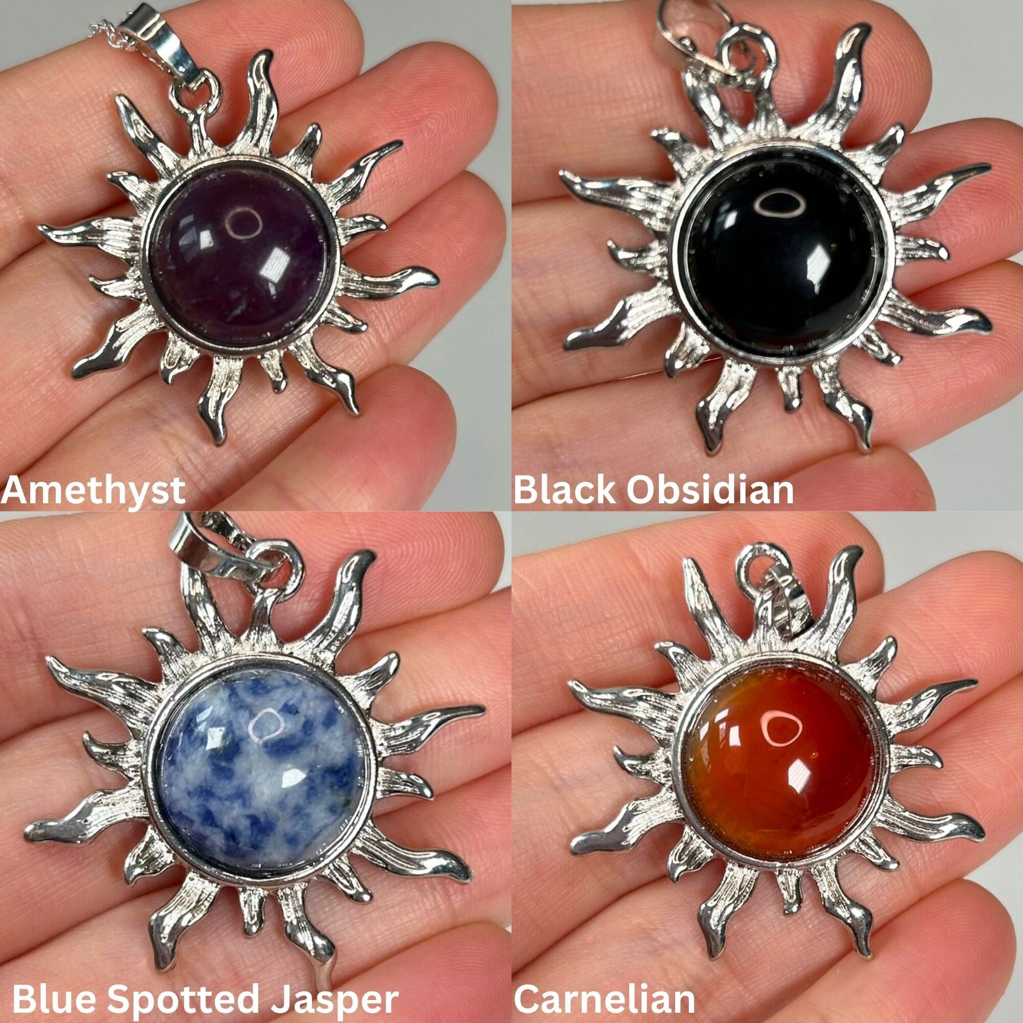 Crystal Sun Pendant Necklaces/Keychains Jewellery MagiCandleSOS Amethyst 