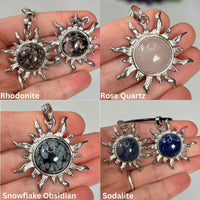 Crystal Sun Pendant Necklaces/Keychains Jewellery MagiCandleSOS Rhodonite 