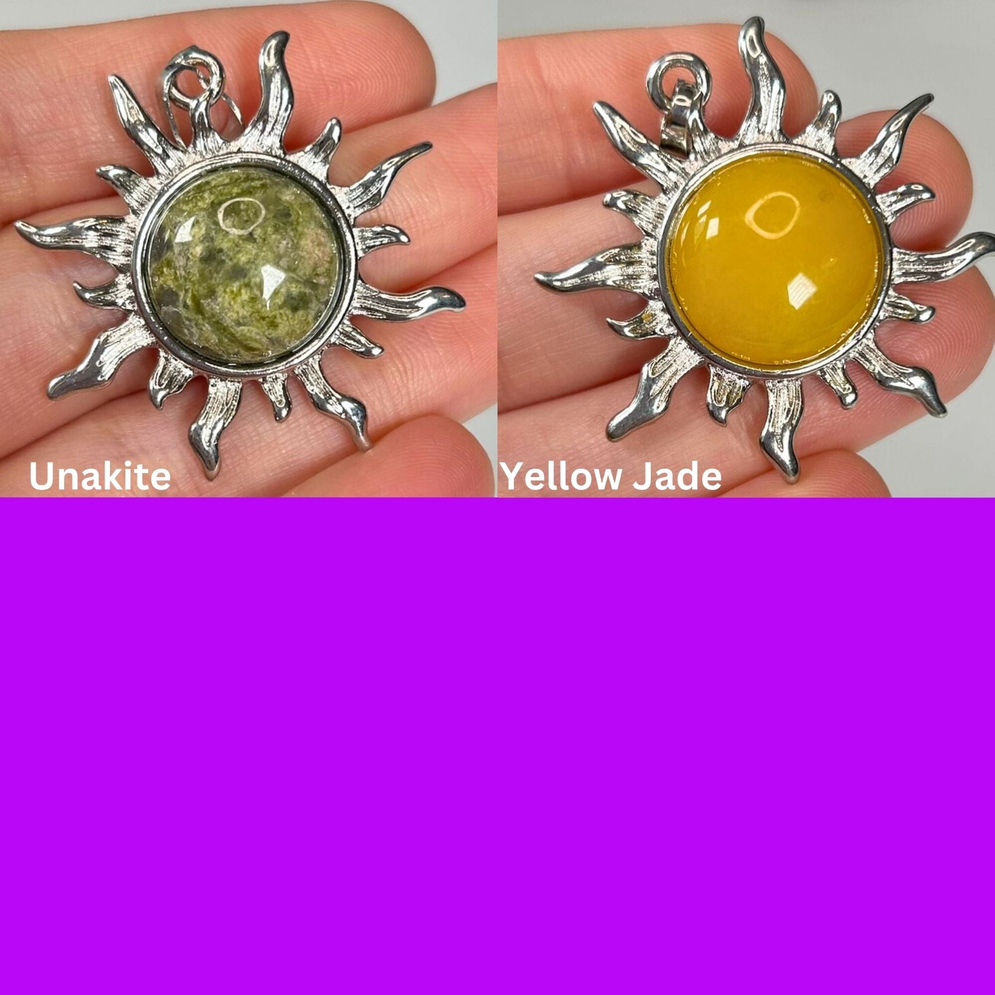 Crystal Sun Pendant Necklaces/Keychains Jewellery MagiCandleSOS Unakite 