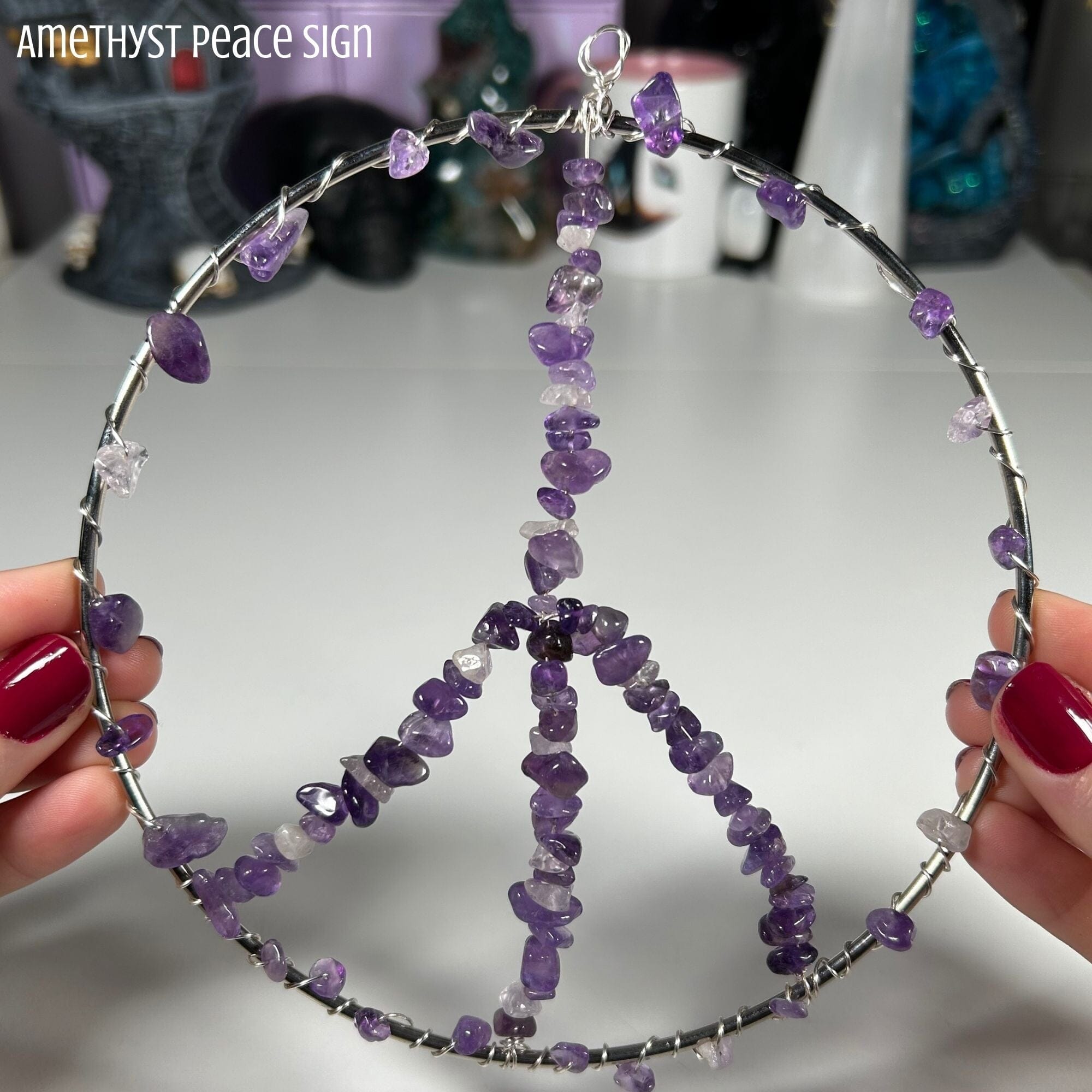 Crystal Wreaths Handcrafted by 8Moons MagiCandleSOS Amethyst Peace Sign 