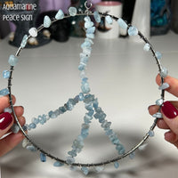 Crystal Wreaths Handcrafted by 8Moons MagiCandleSOS Aquamarine Peace Sign 