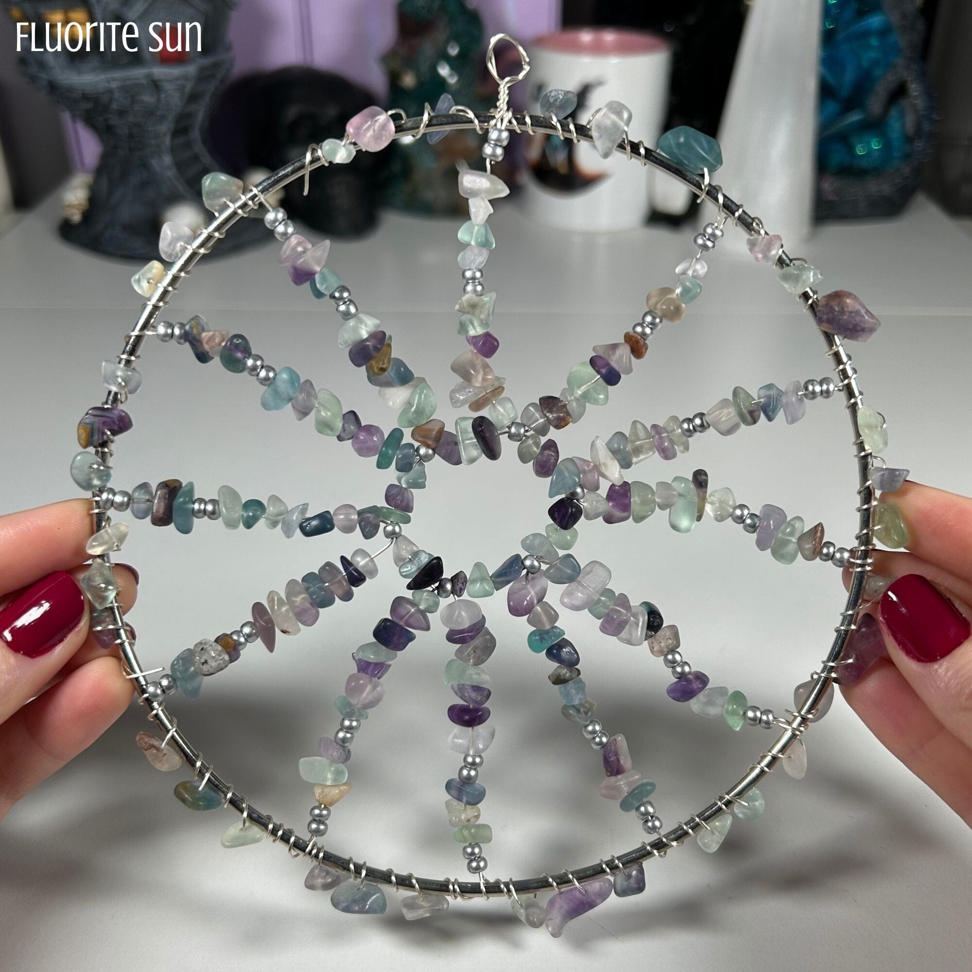 Crystal Wreaths Handcrafted by 8Moons MagiCandleSOS Fluorite Sun 