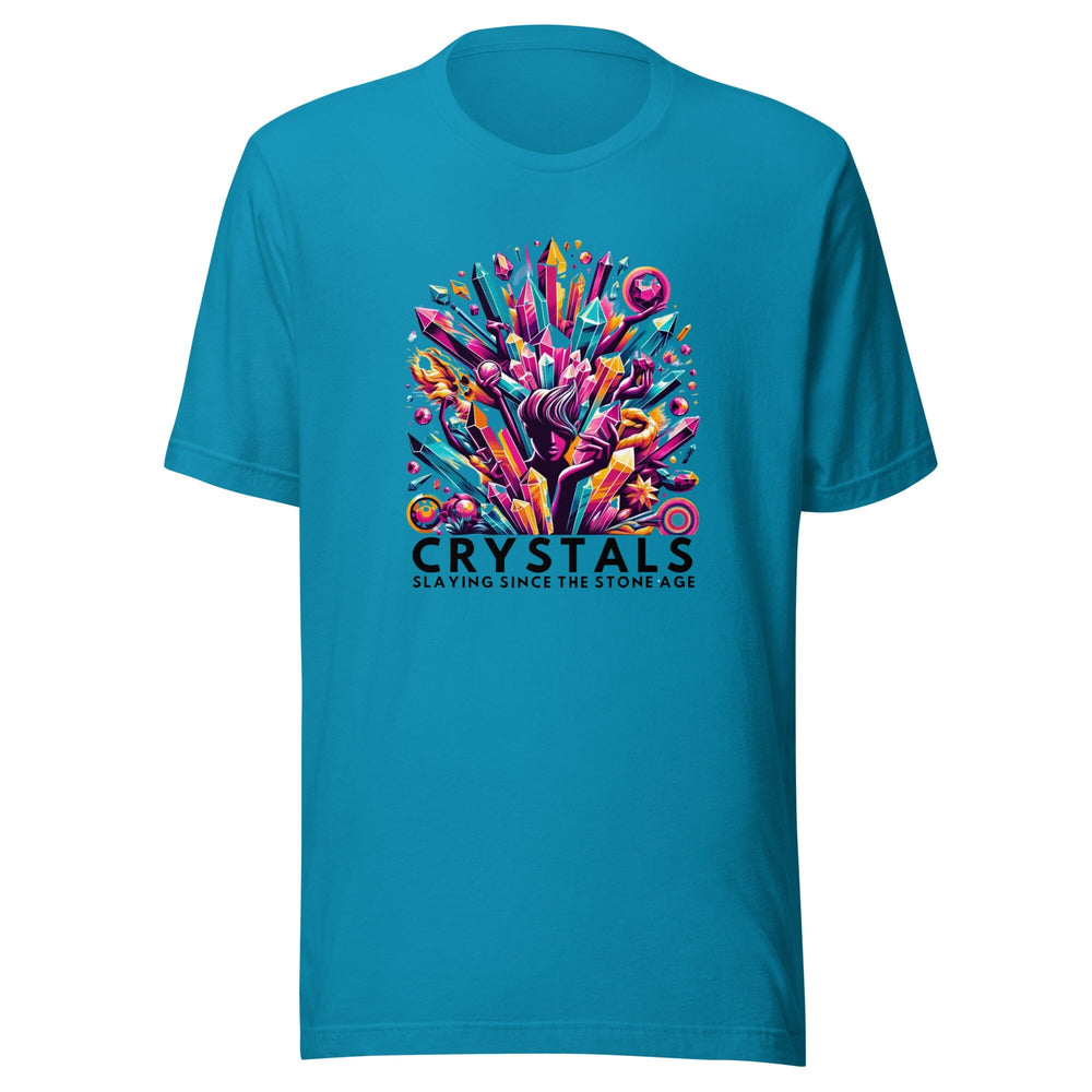 Crystals: Slaying Since the Stone Age T-Shirt MagiCandleSOS Aqua S 