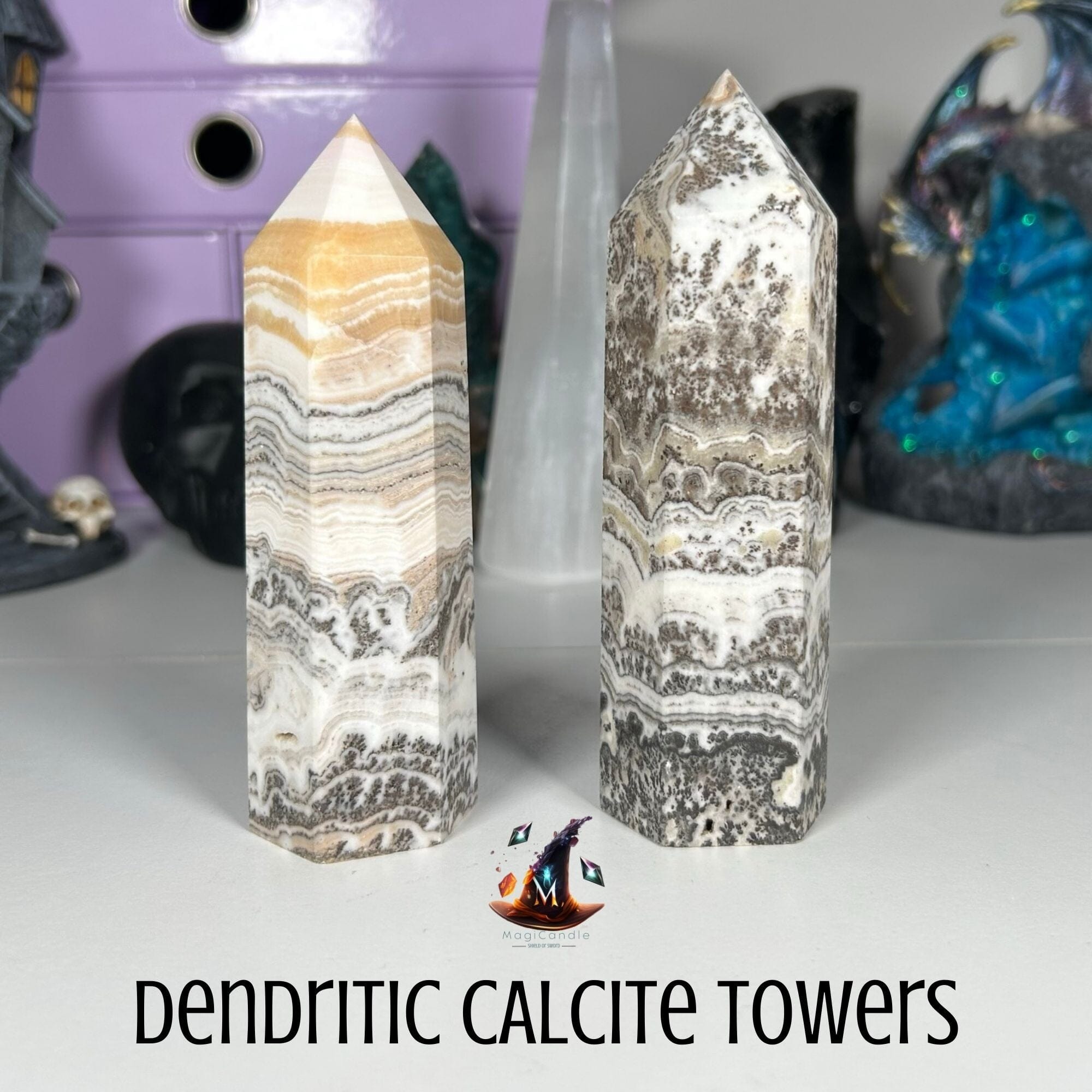 Dendritic Calcite Large Towers MagiCandleSOS 