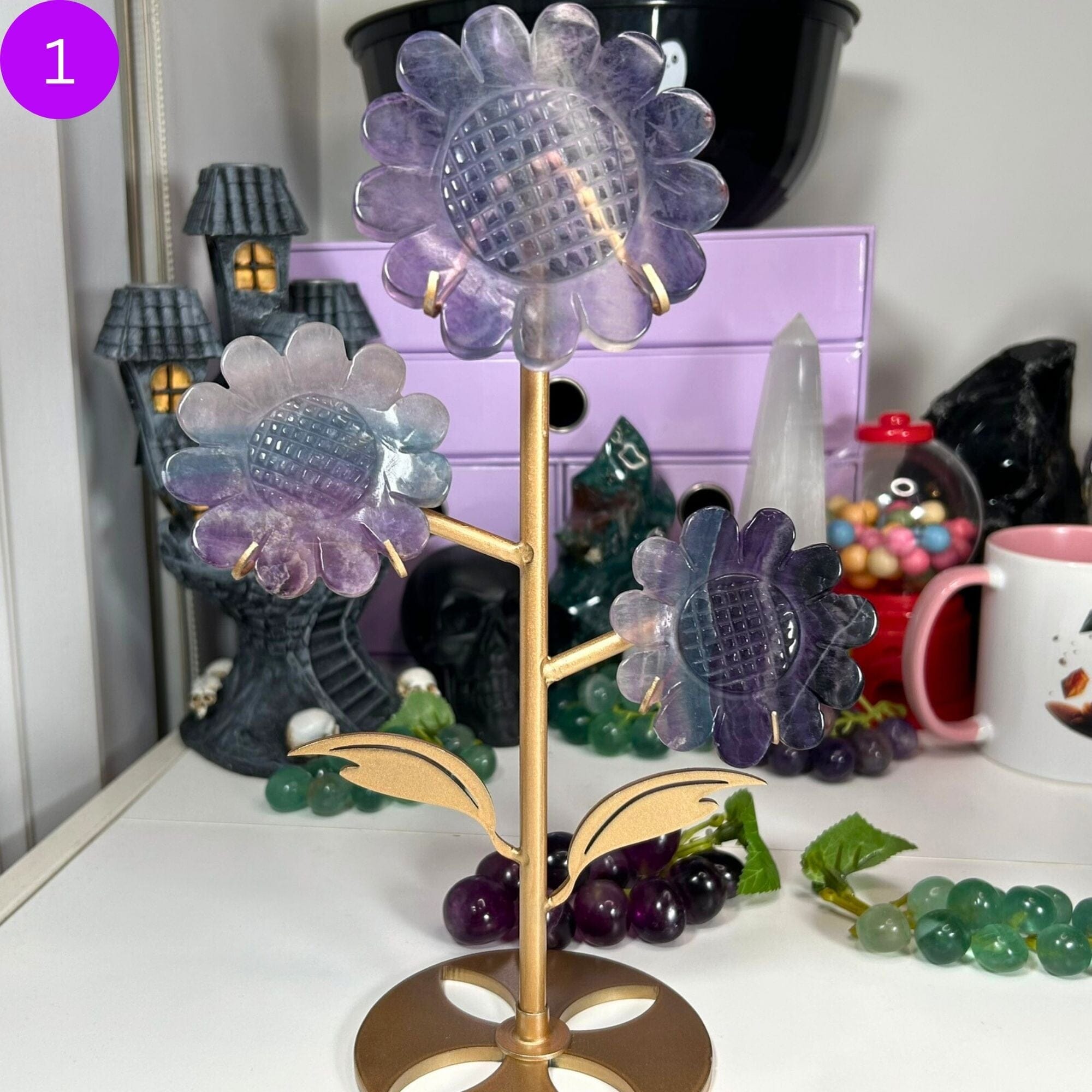 Fluorite Flowers on a Stand Statement Pieces MagiCandleSOS 1 - Pastel 