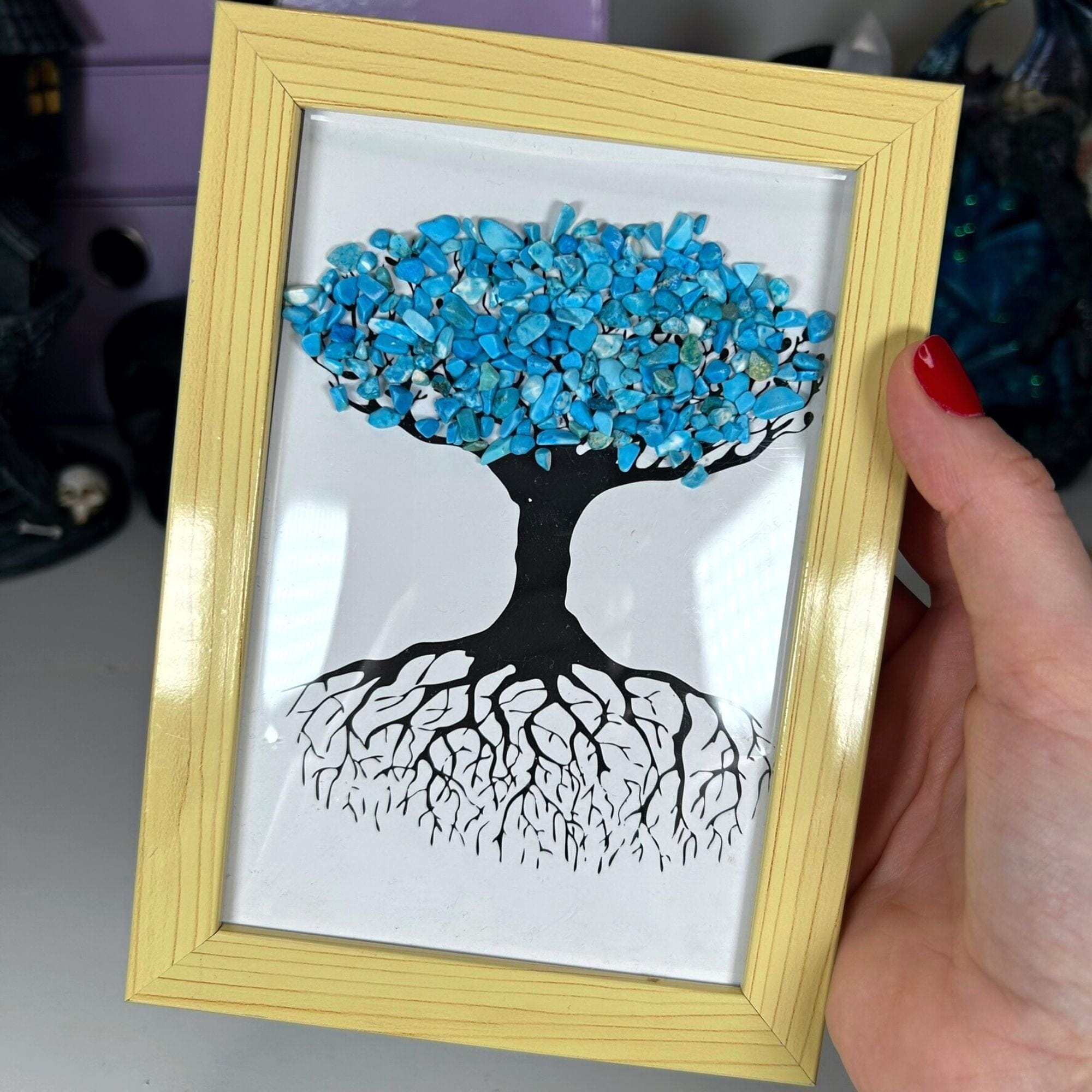 Framed Crystal Gem Trees Misc MagiCandleSOS Blue Apatite 