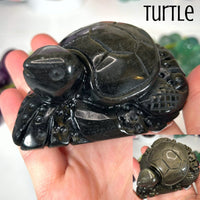 Gold Sheen Obsidian Sea Animals Carvings MagiCandleSOS Turtle 