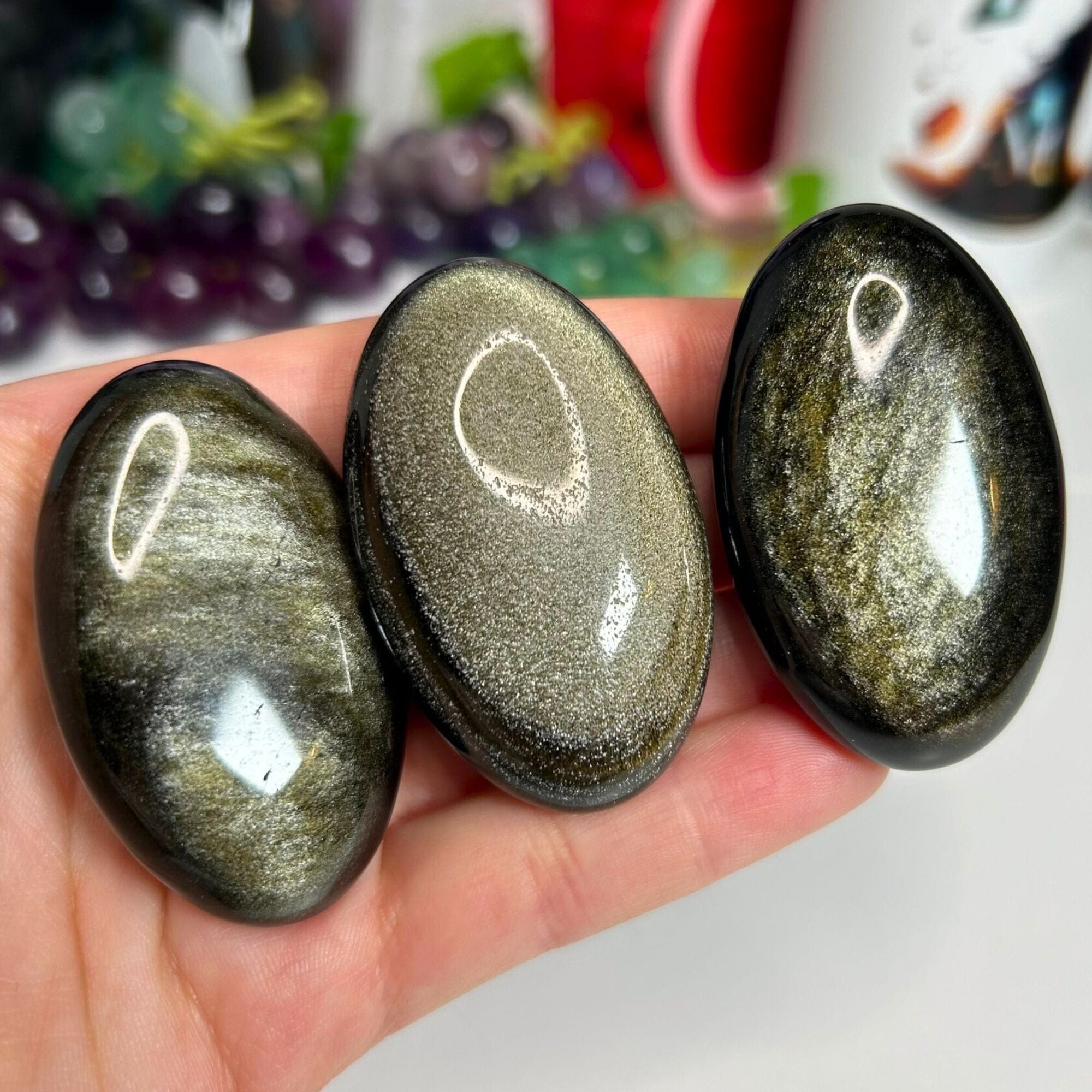 Golden Sheen Obsidian Palm Stone Palm Stones MagiCandleSOS 