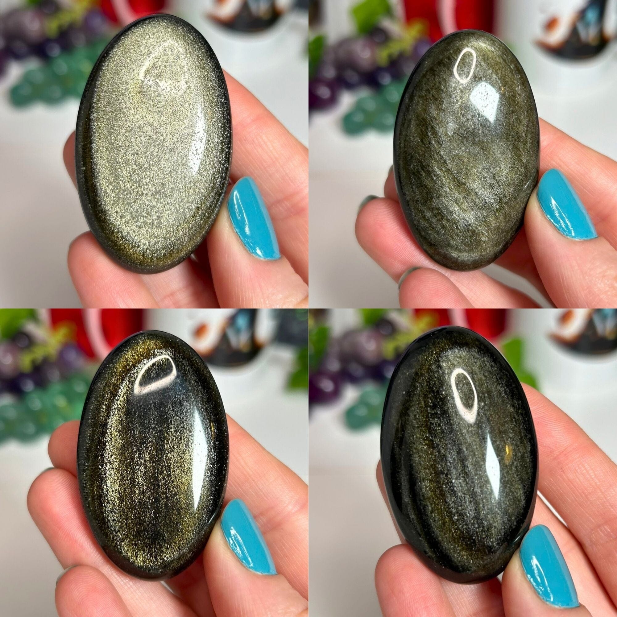 Golden Sheen Obsidian Palm Stone Palm Stones MagiCandleSOS 