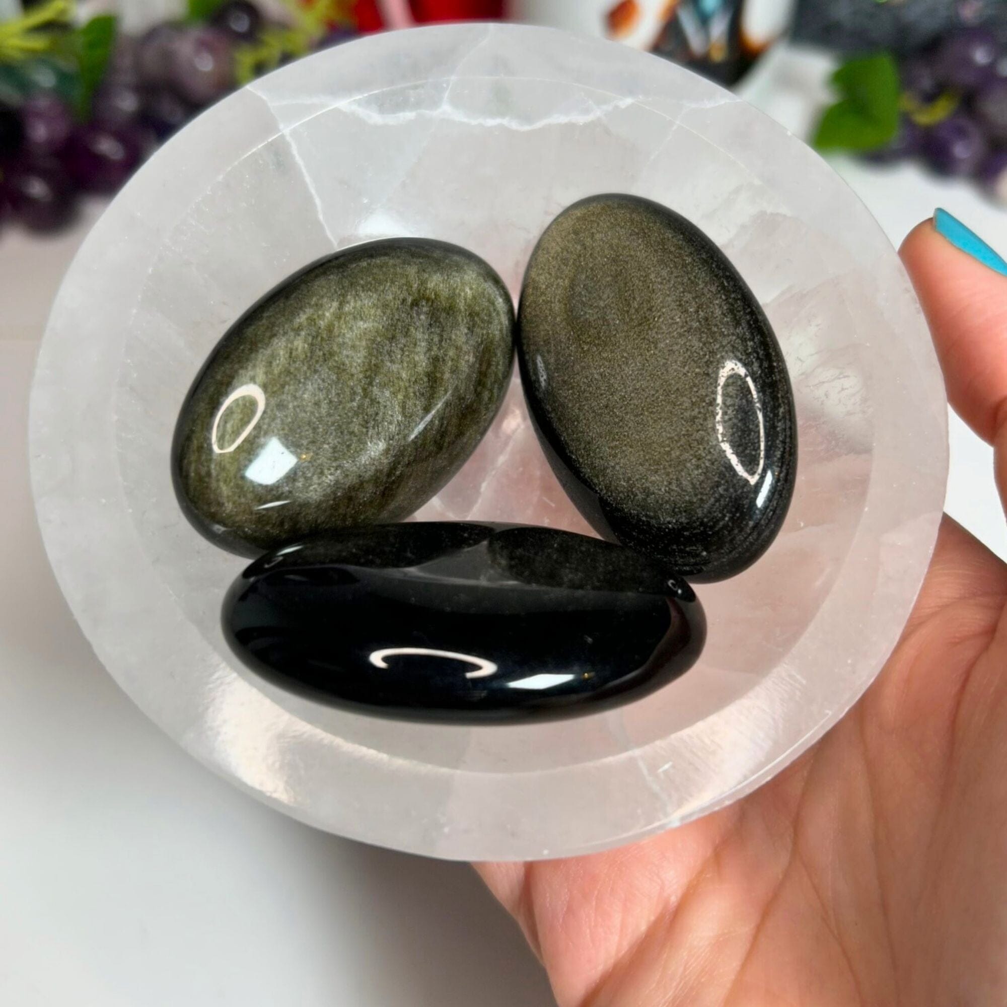 Golden Sheen Obsidian Palm Stone Palm Stones MagiCandleSOS 