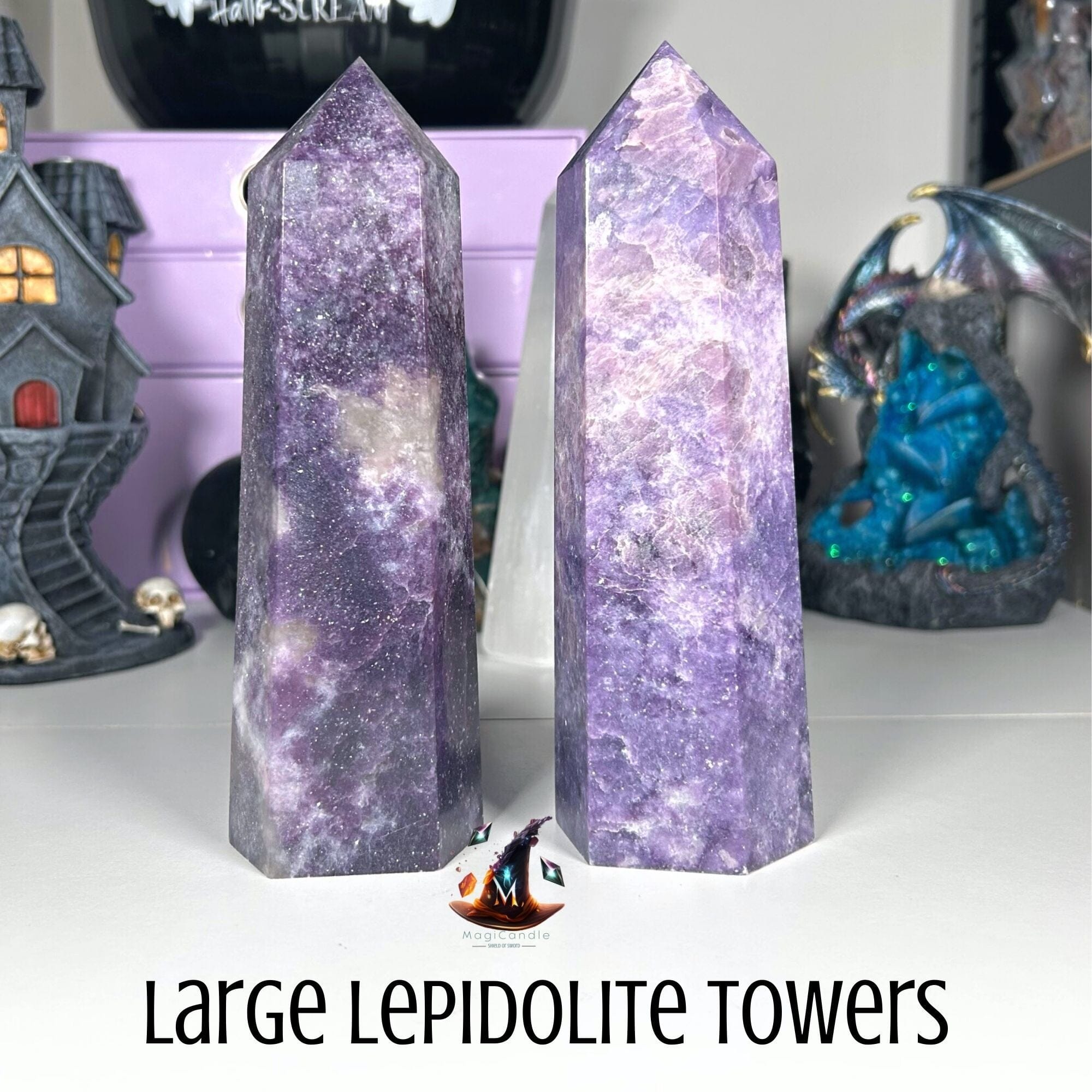 Lepidolite Large Towers MagiCandleSOS 