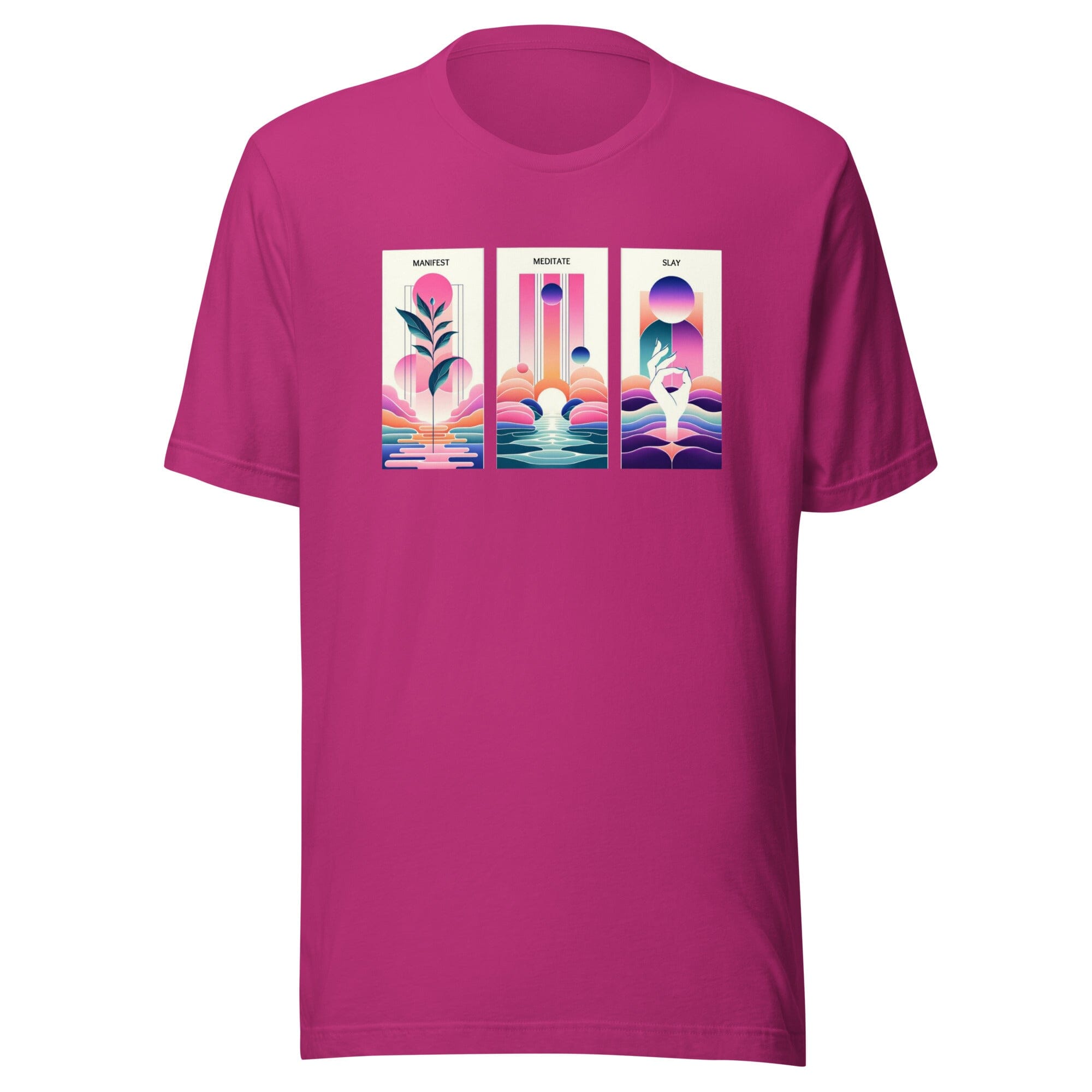 Manifest, Meditate, Slay T-Shirt MagiCandleSOS Berry S 