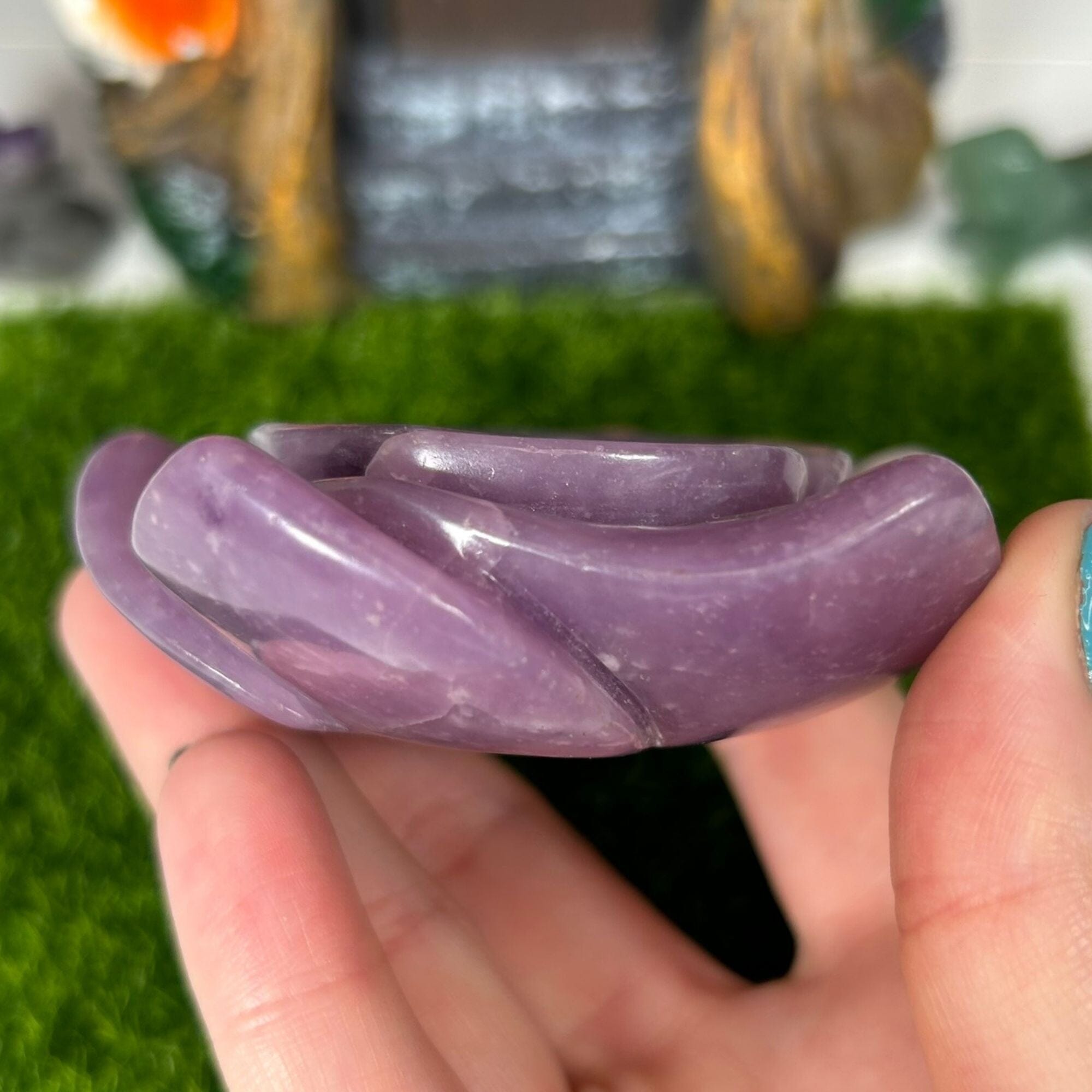 Medium Lepidolite Flower Carving Carvings MagiCandleSOS 