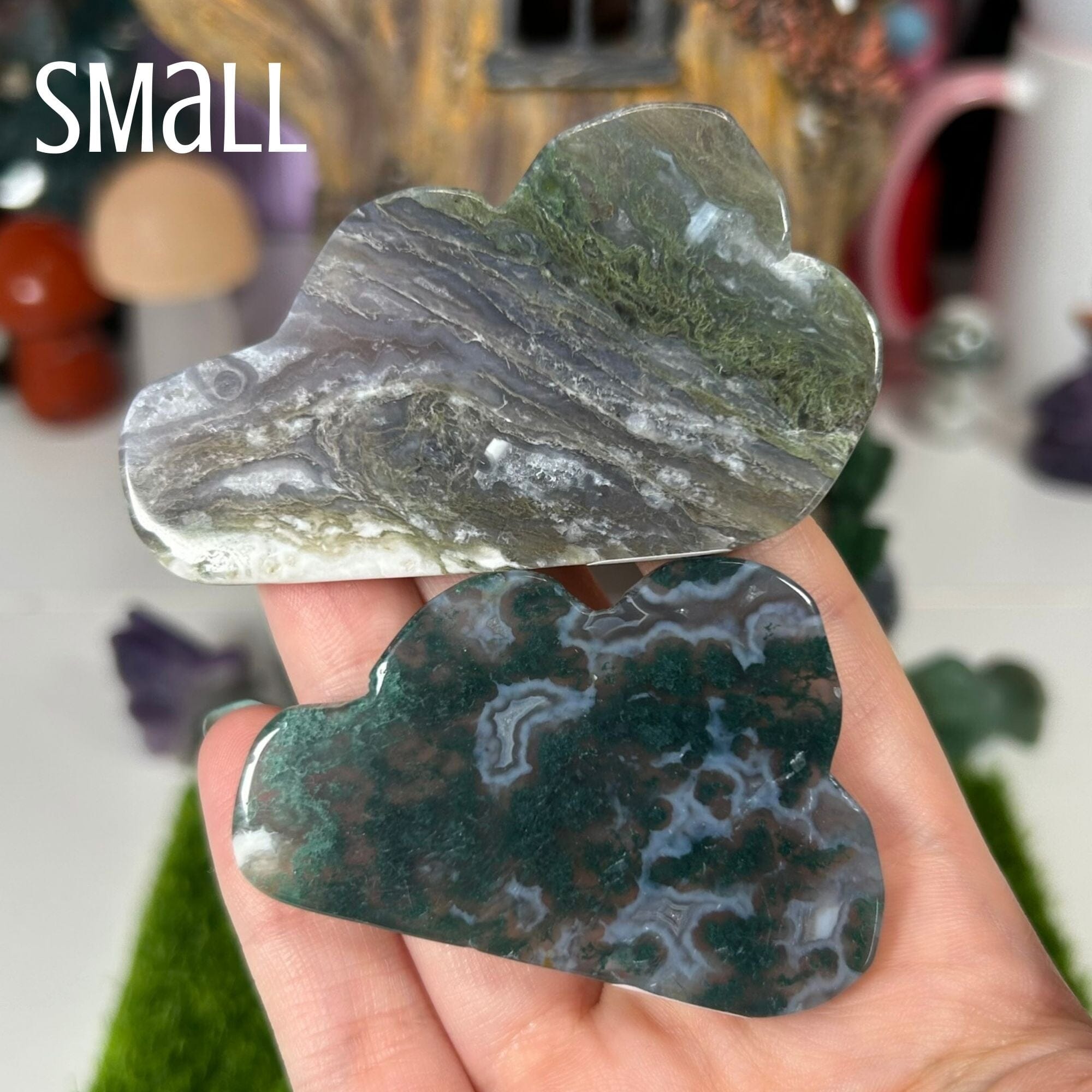 Moss Agate Clouds Carvings MagiCandleSOS Small 