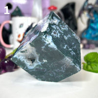 Moss Agate Corner Standing Cubes MagiCandleSOS 1 