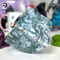 Moss Agate Corner Standing Cubes MagiCandleSOS 