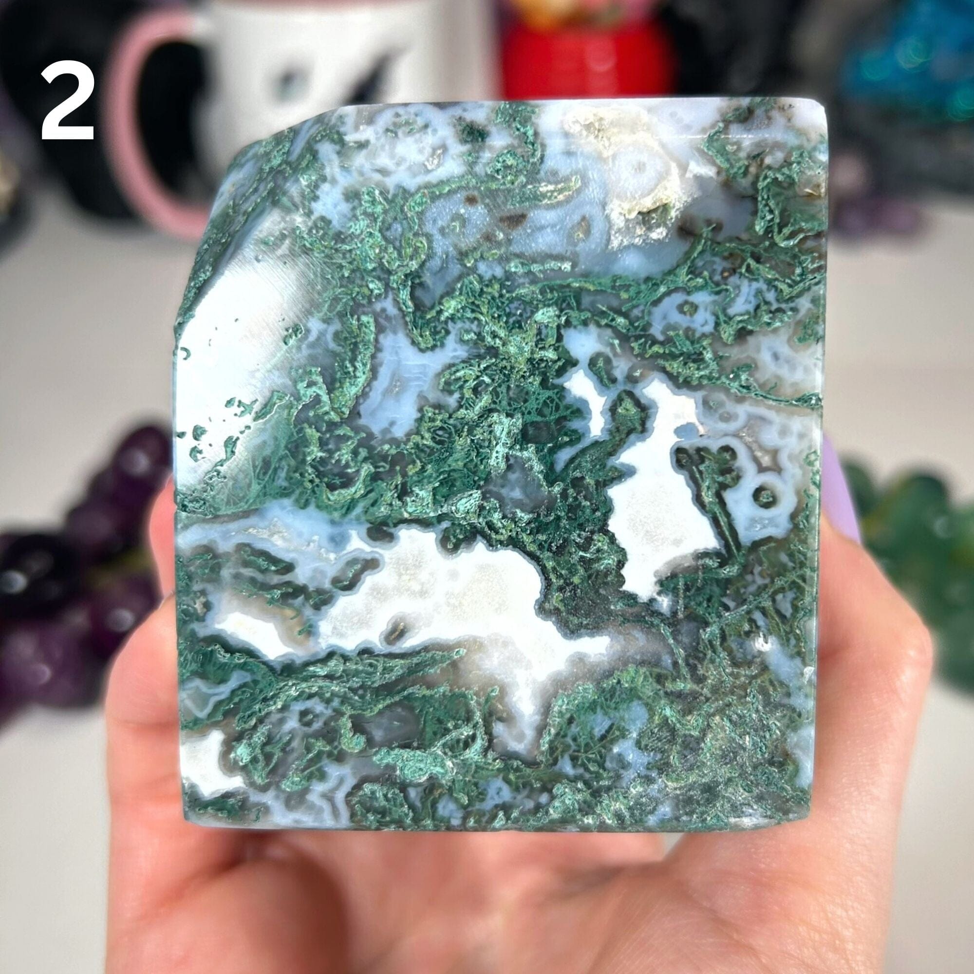 Moss Agate Corner Standing Cubes MagiCandleSOS 