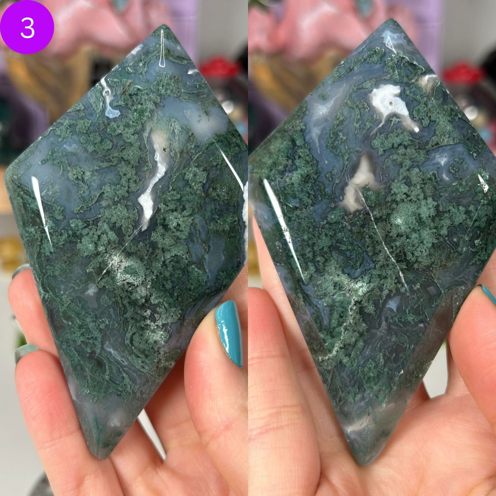 Moss Agate Diamonds Carvings MagiCandleSOS 