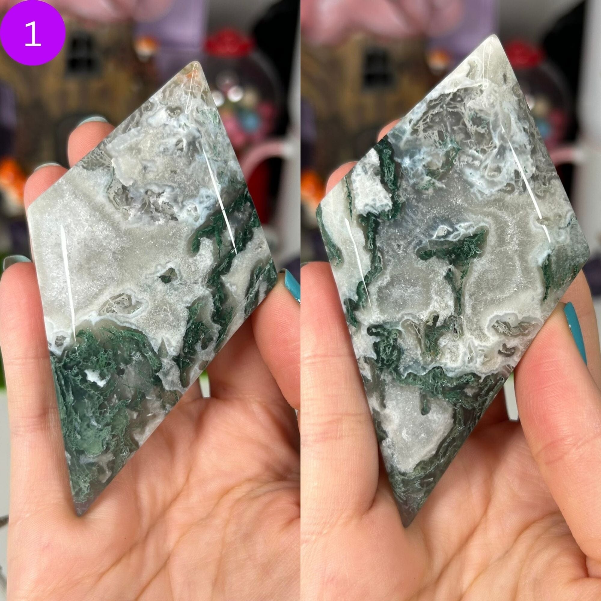 Moss Agate Diamonds Carvings MagiCandleSOS 