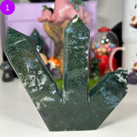 Moss Agate Triple Points Towers MagiCandleSOS 1 